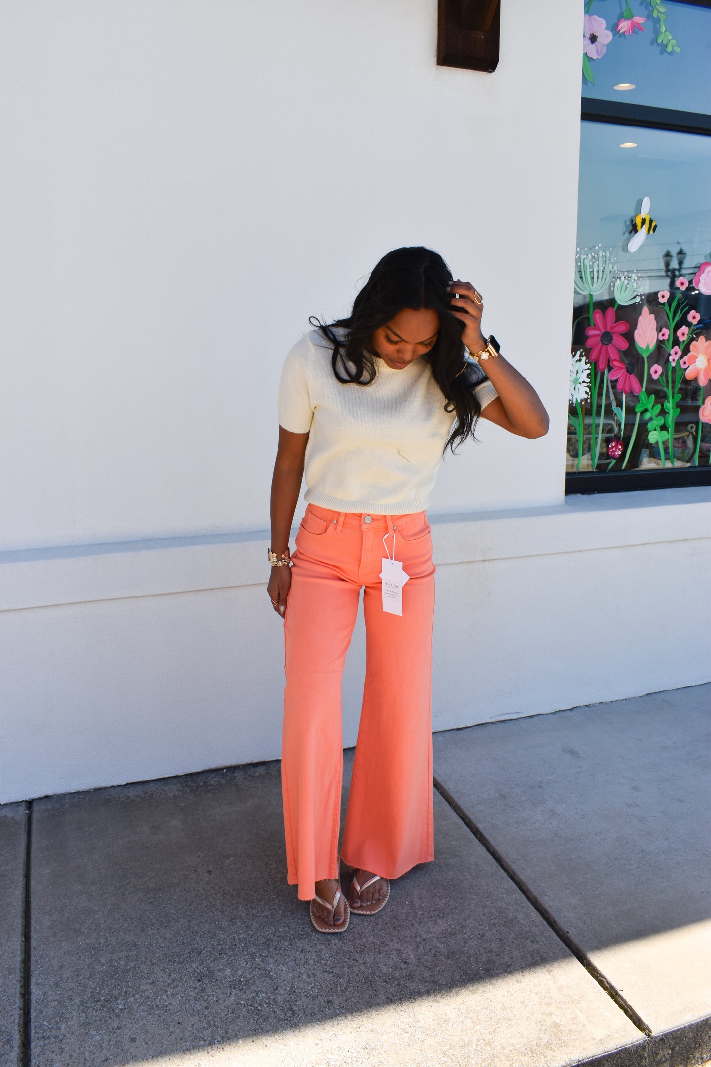 Risen Coral Wide Leg Jeans