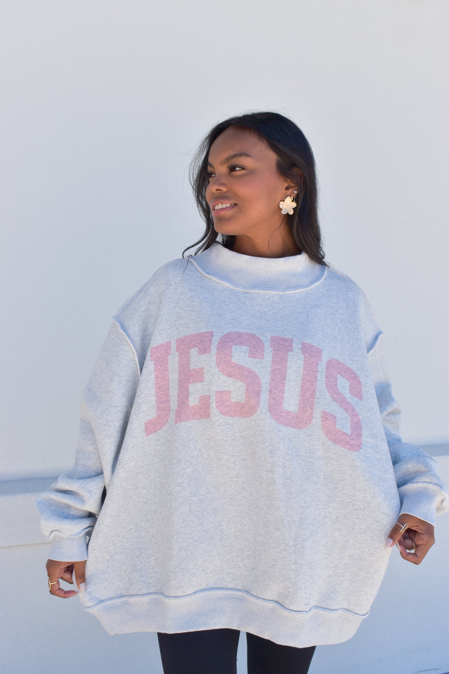 'JESUS & GOD IS GOOD' Reversible Mockneck: Pink