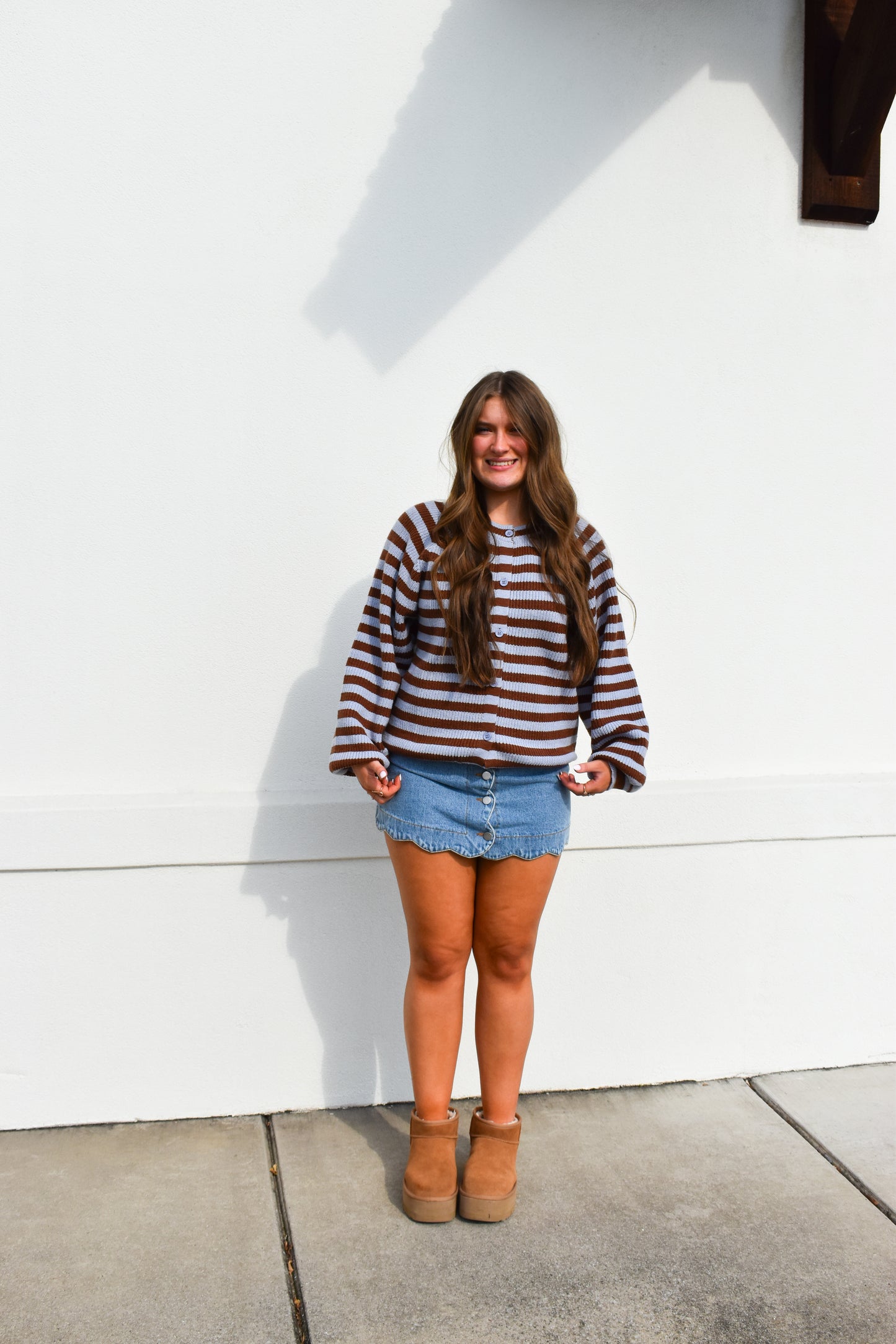 Brown/Blue Striped Sweater Cardigan