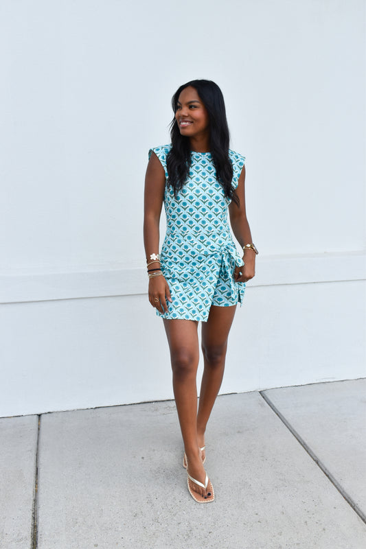 Bold Retro Floral Print Built In Shorts Dress