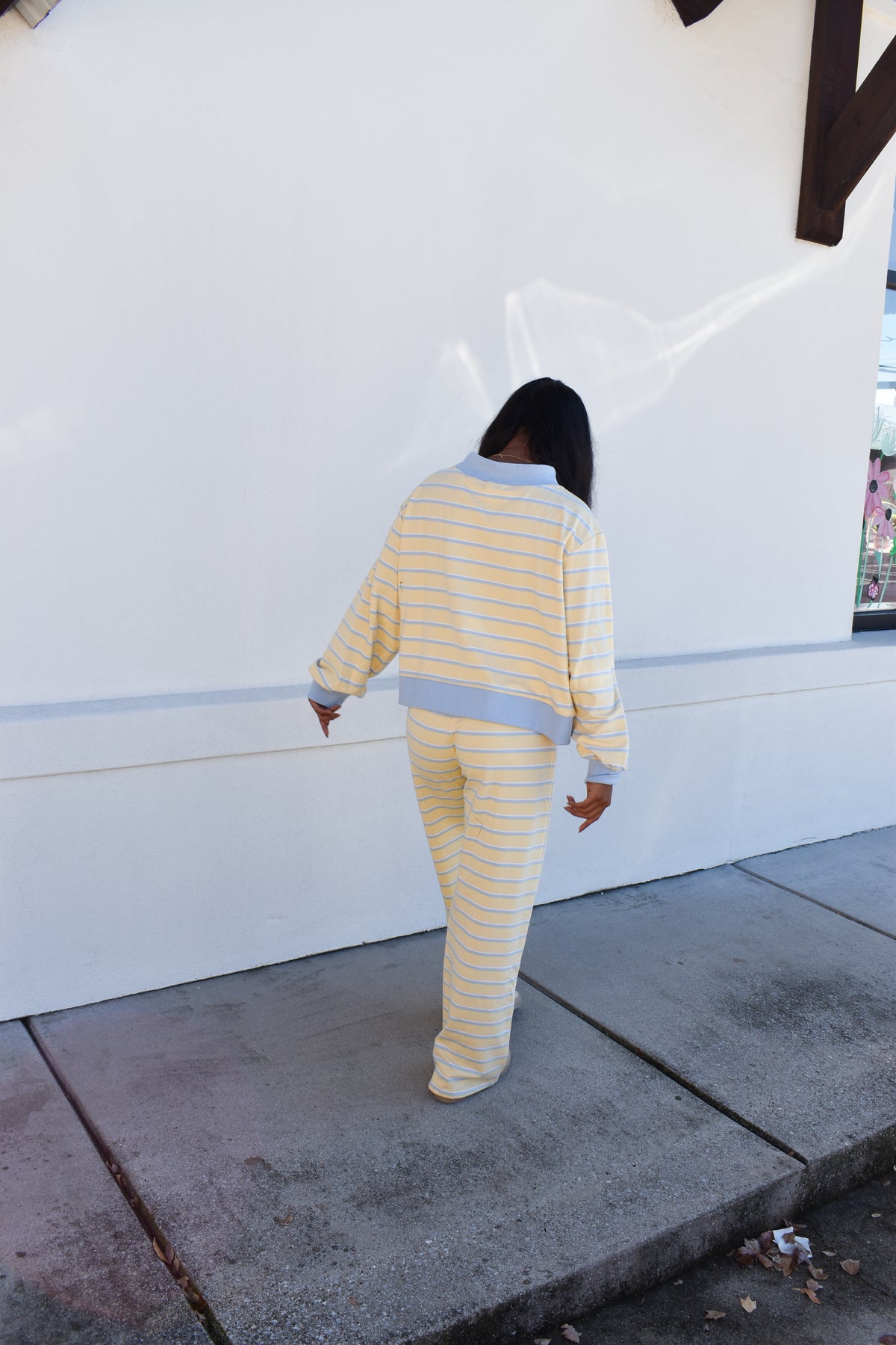 Striped Mockneck: Baby Blue/Lemon