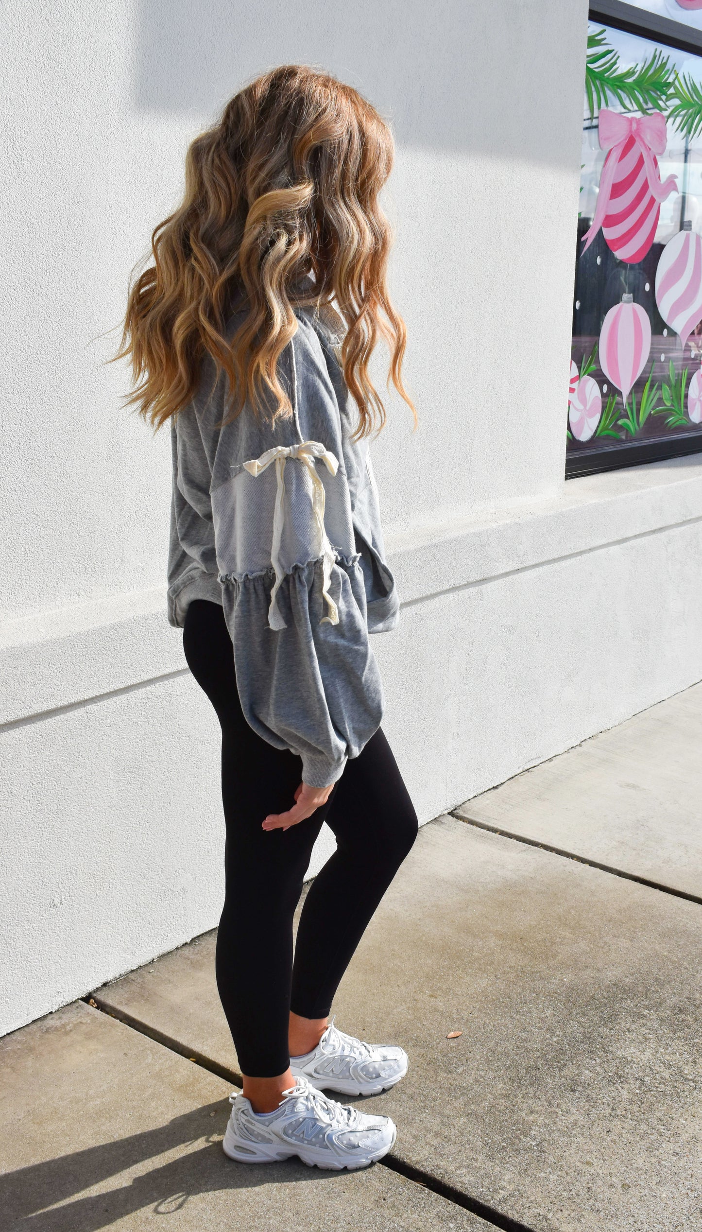 Bow Lace Hoodie W/ Double Zipper