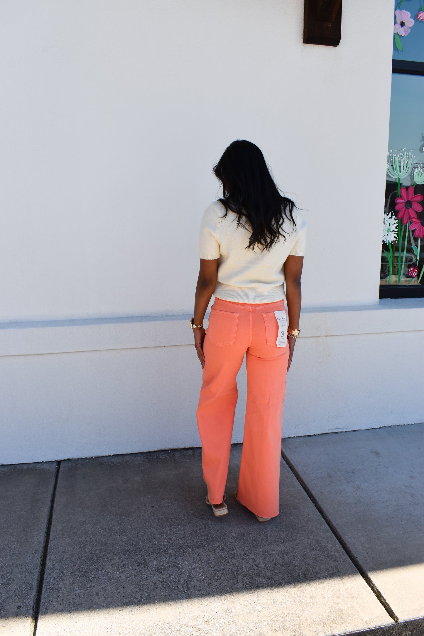 Risen Coral Wide Leg Jeans