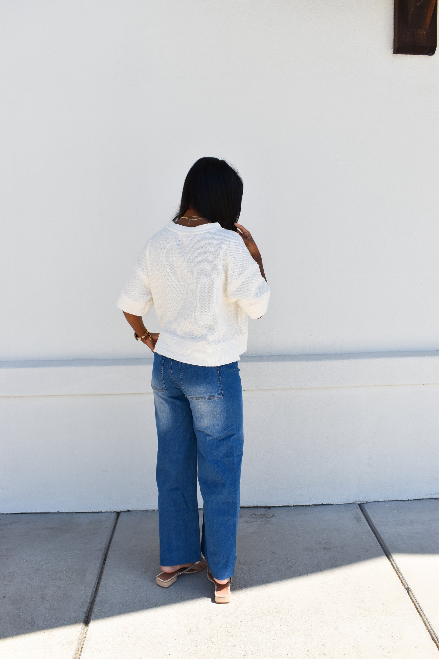 Stretchy Pintuck Denim Pants