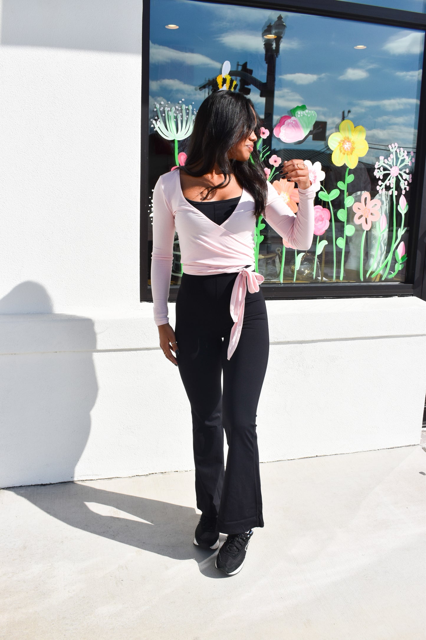 Long Sleeve V Neck Wrap Top