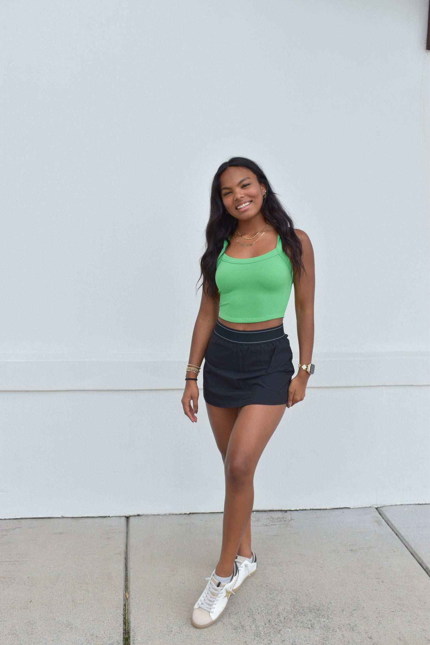 Lightweight Skort with Elastic Waistband: Black
