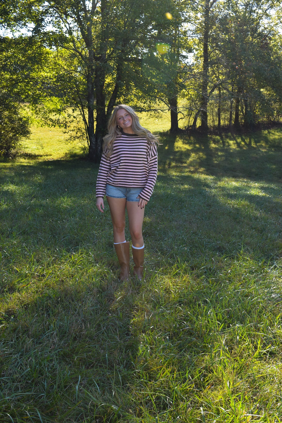 Mocha/Pink Stripe Sweater