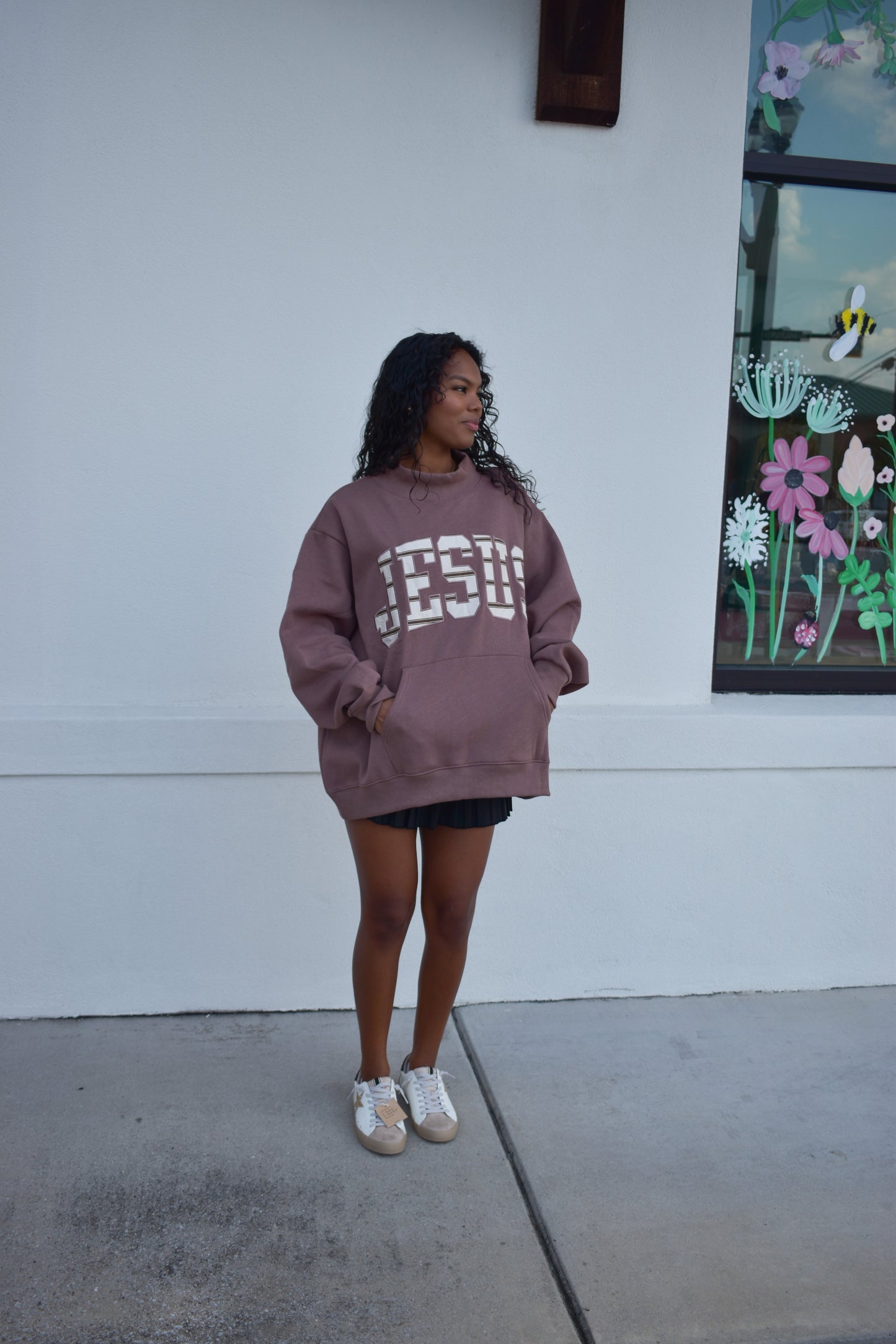 JESUS Oversized MockNeck Sweatshirt