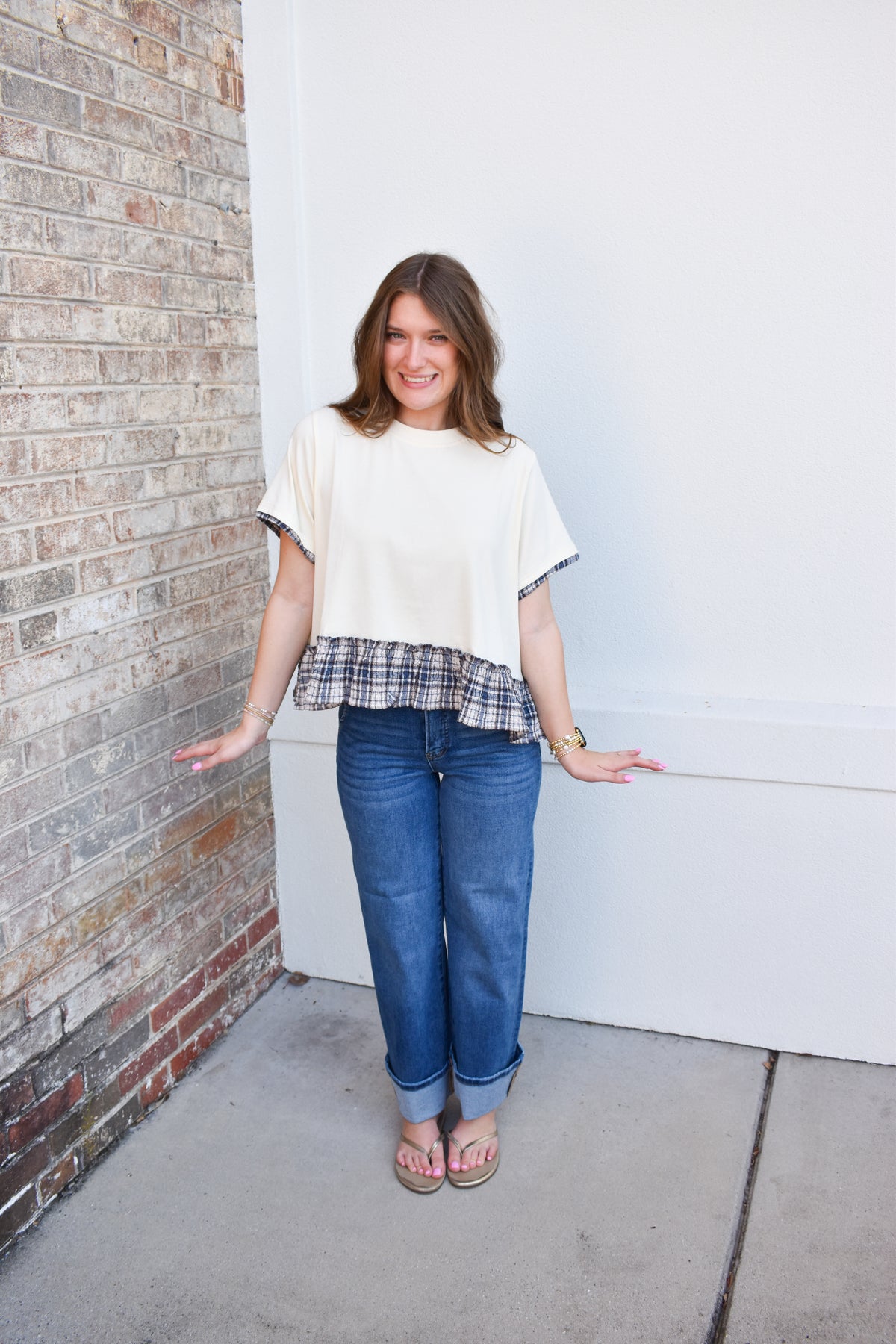 Hadley Plaid Trim Top