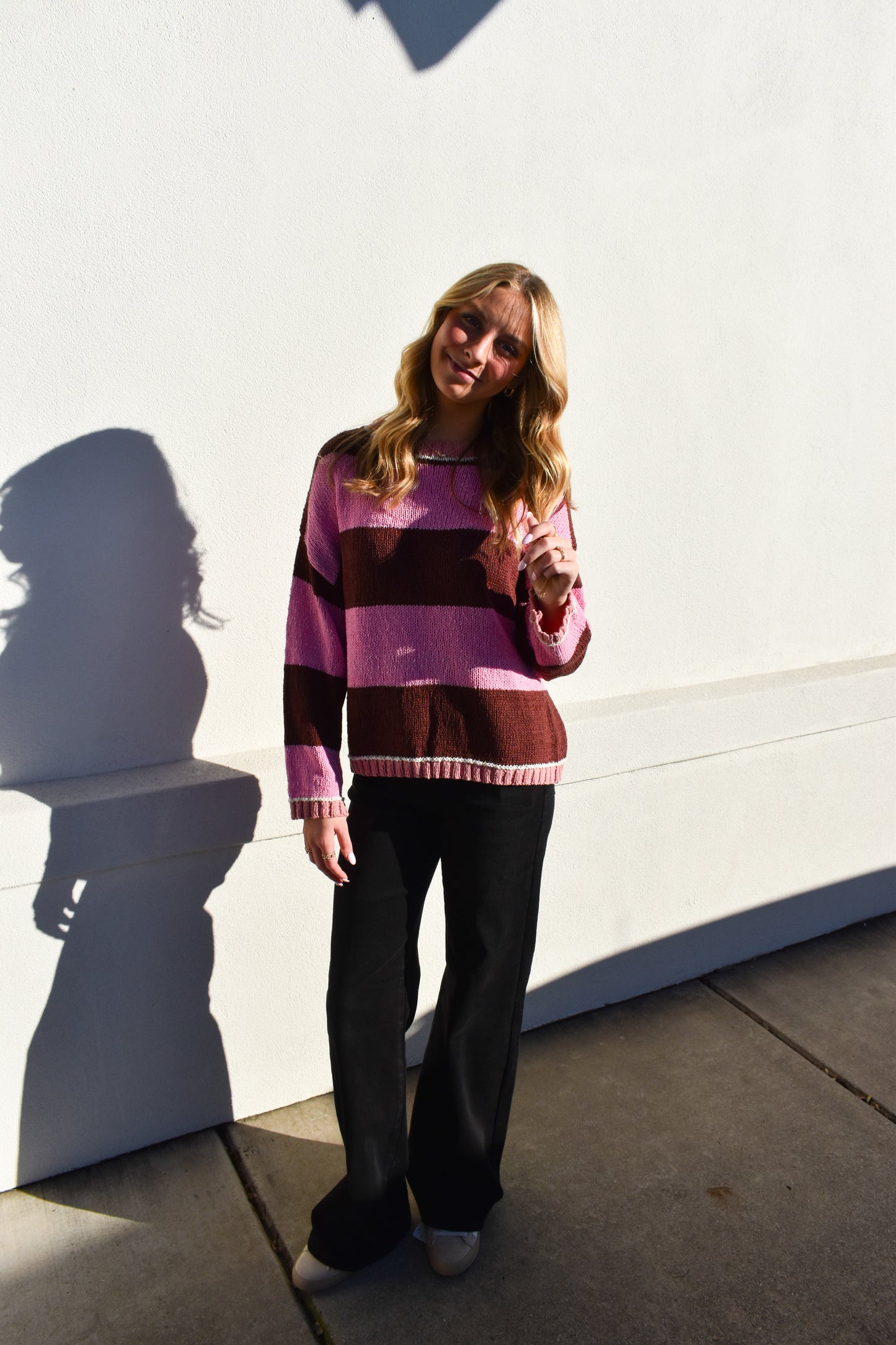 Drop Shoulder Stripe Sweater