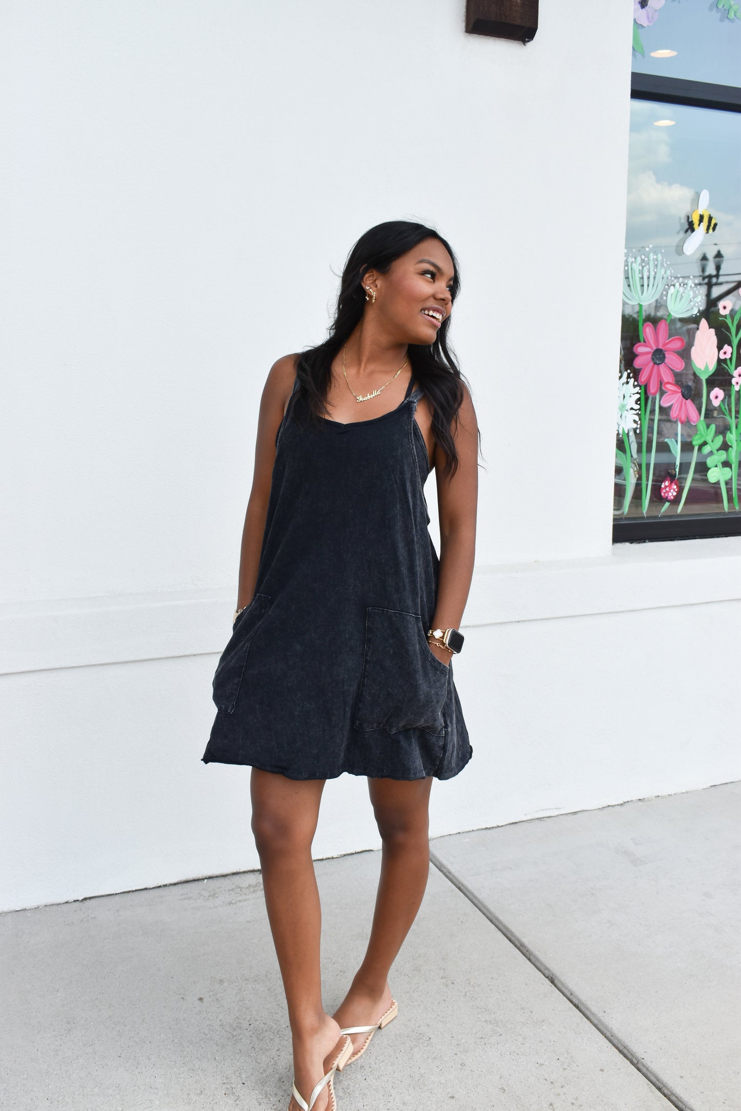 Mineral Washed Knit Mini Dress