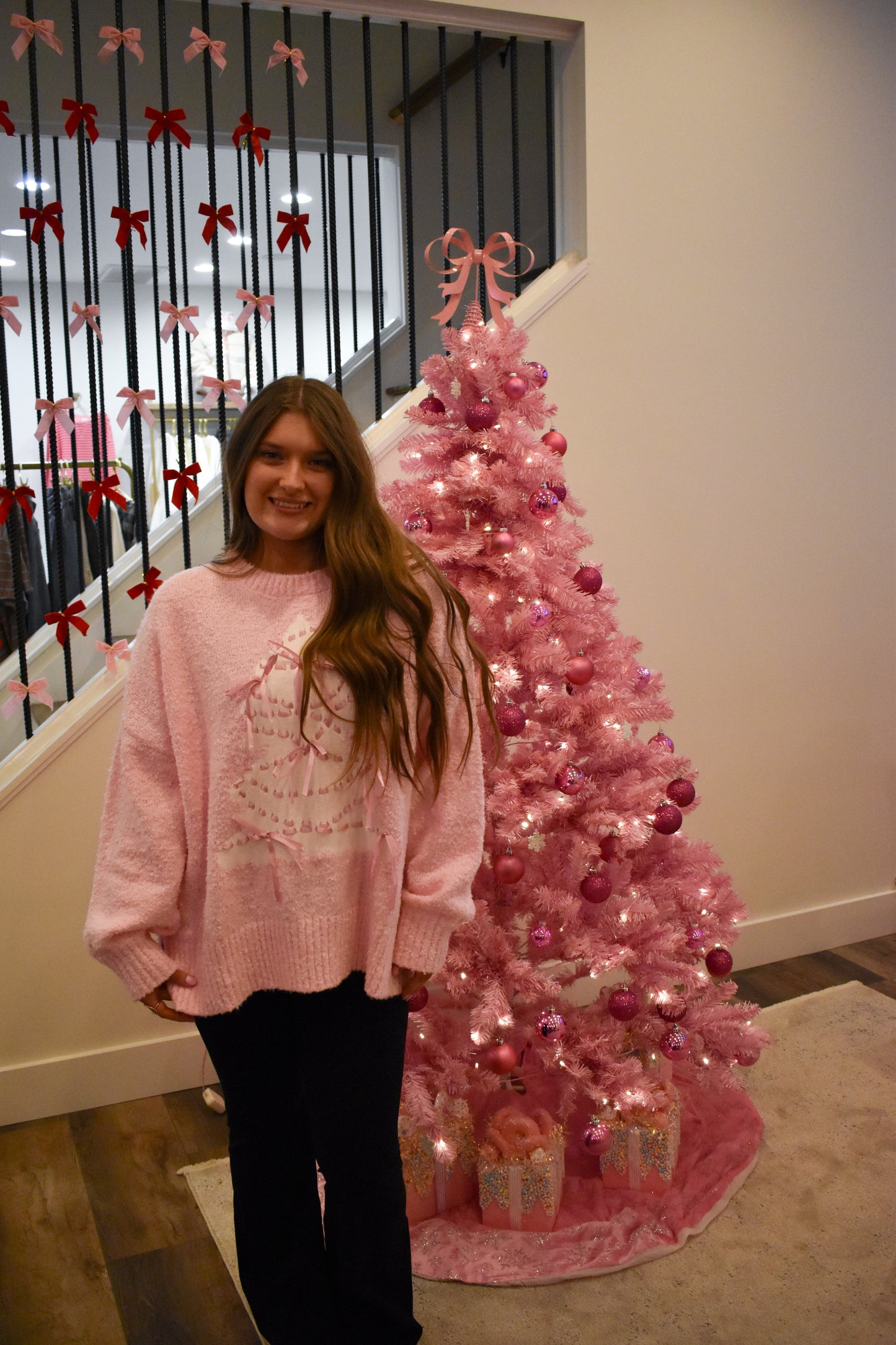 Christmas Tree W/ Satin Bow Sweater