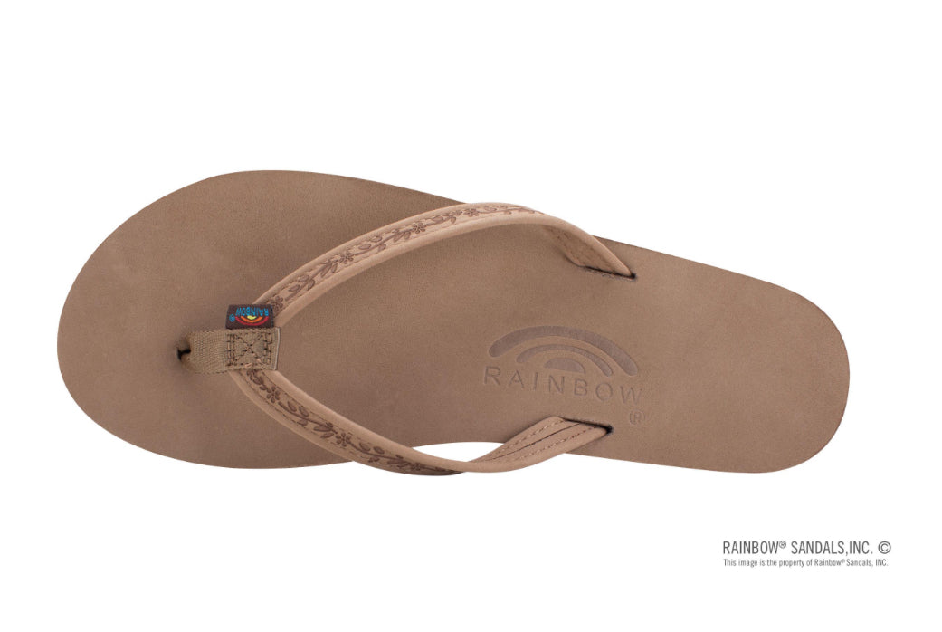 "Rainbow" Floral Dark Brown Flip Flops