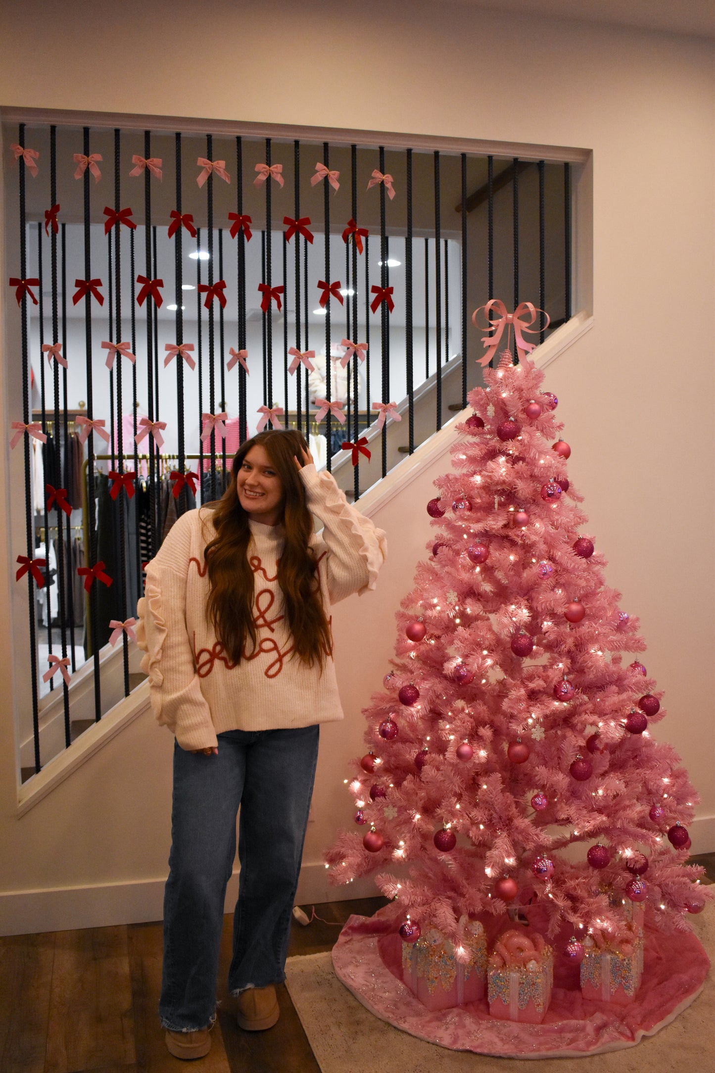 Merry & Bright Cord Letter Ruffle Top