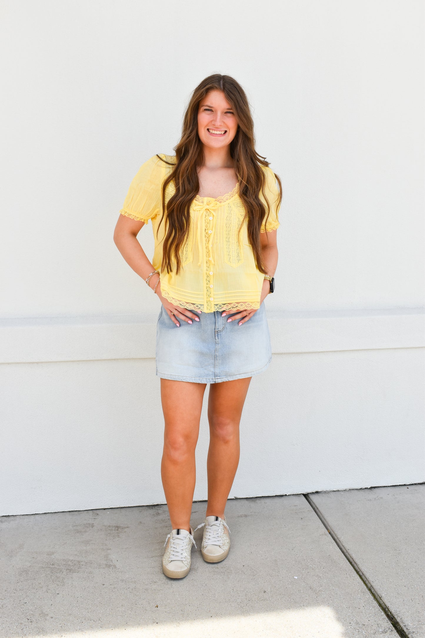 Lace & Lovely Top: Yellow