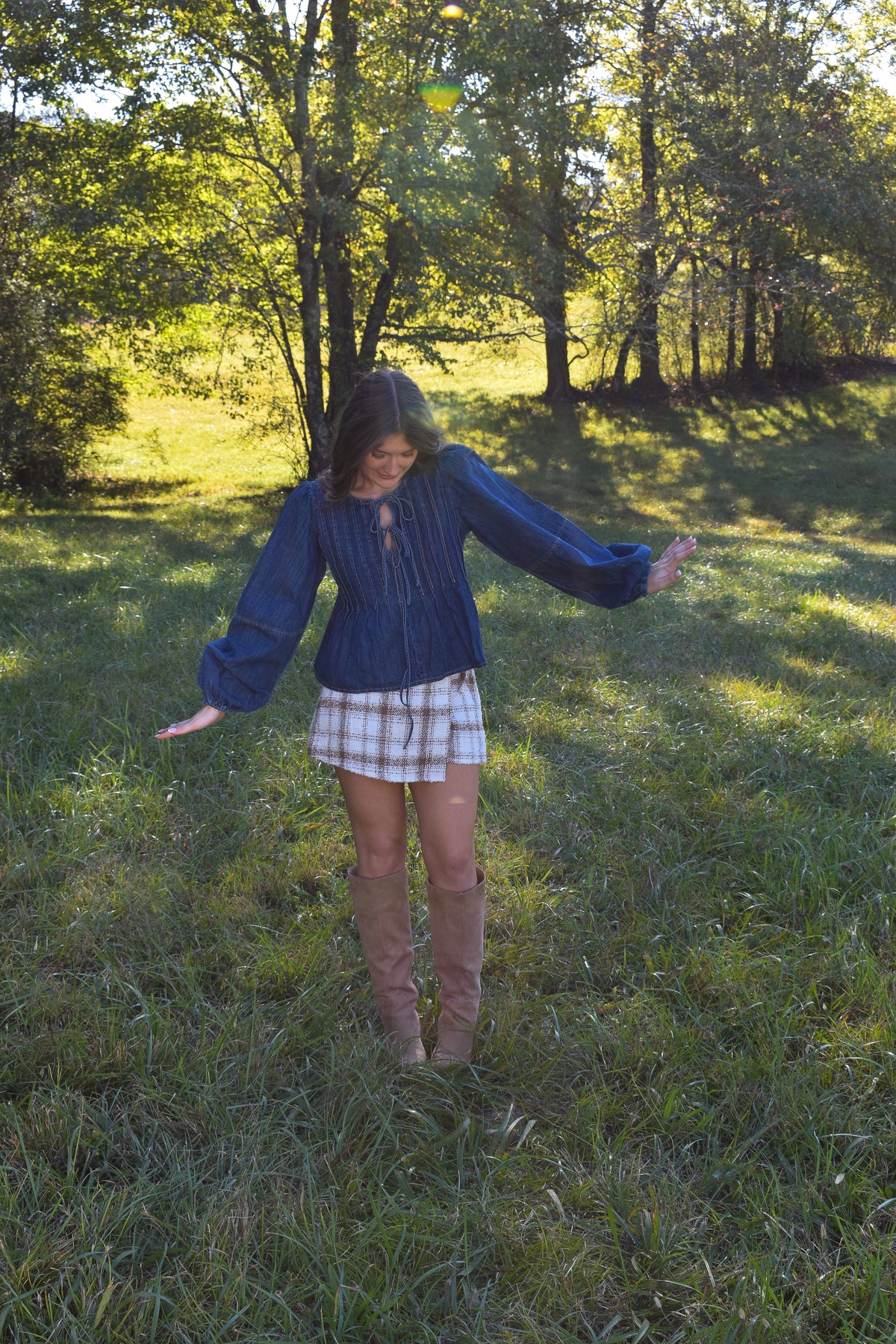 Denim Tie Top