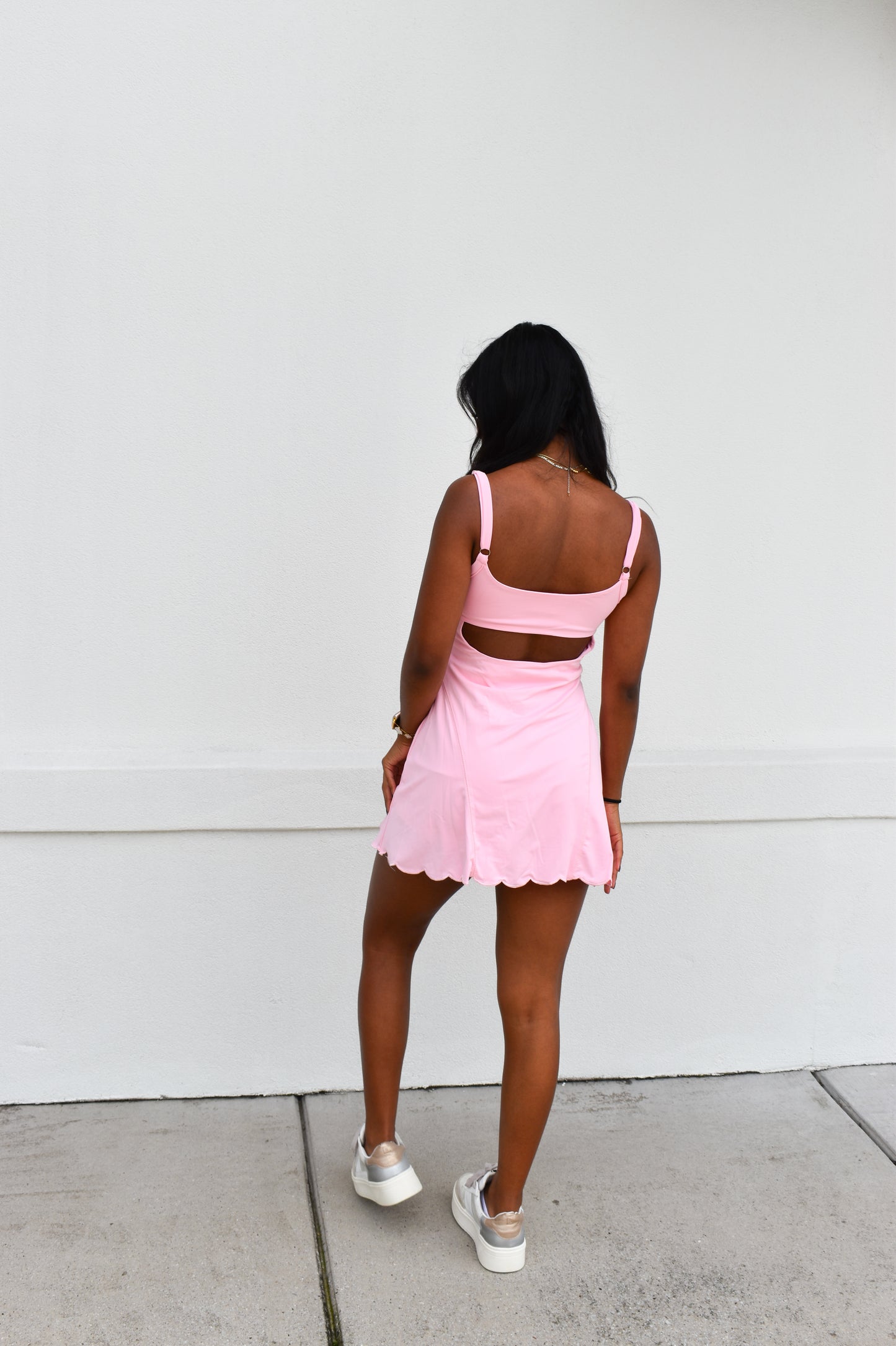 Scallop Athletic Dress: Pink