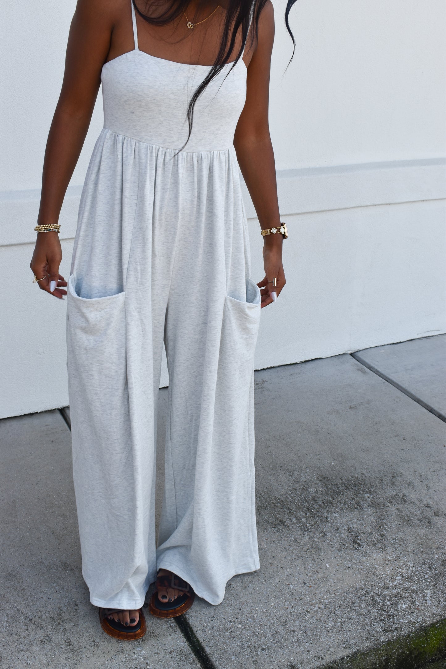 Strappy Empire Waist Wide Leg Jumpsuit