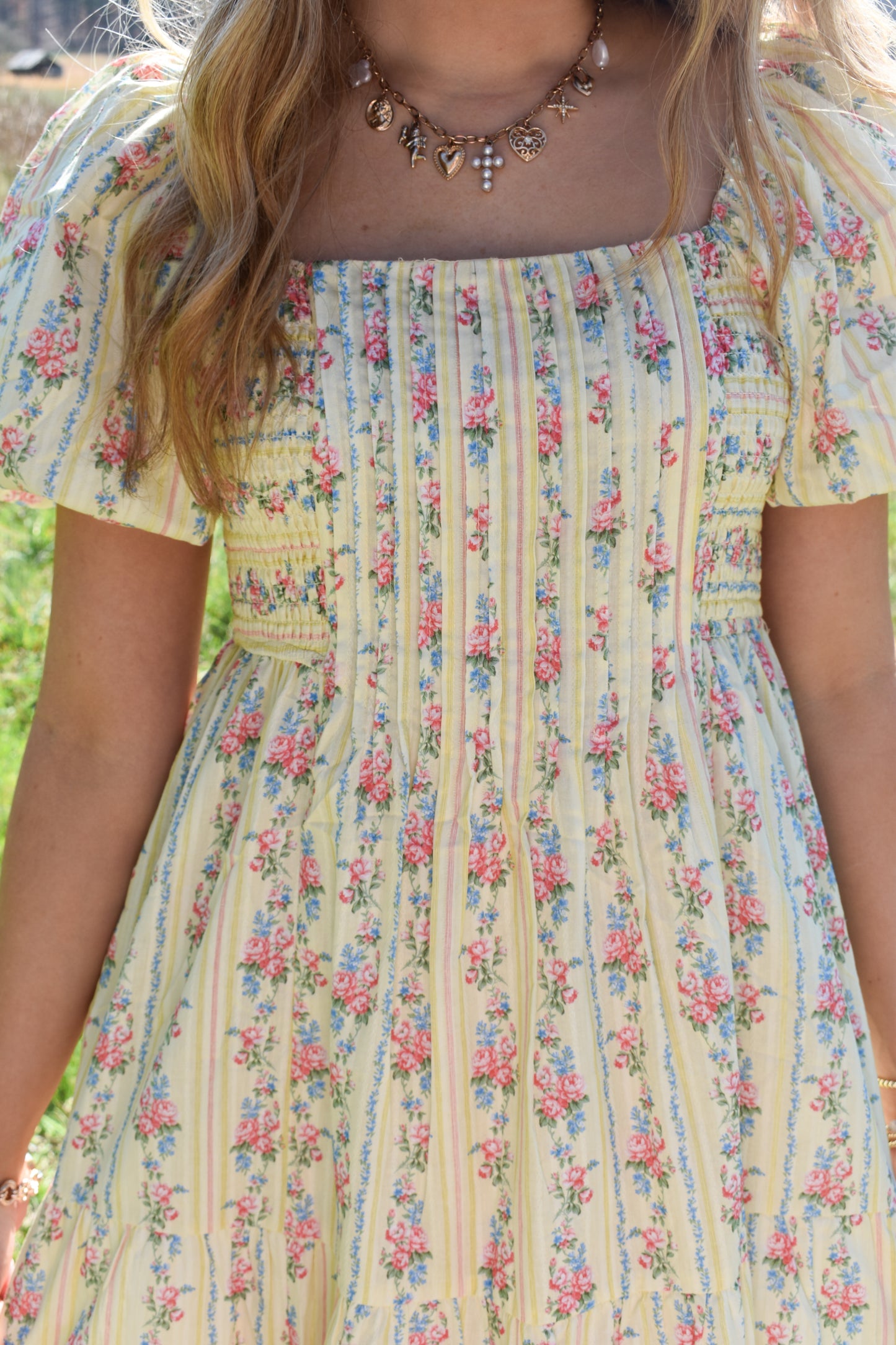 Smocked Baby Yellow Floral Maxi Dress
