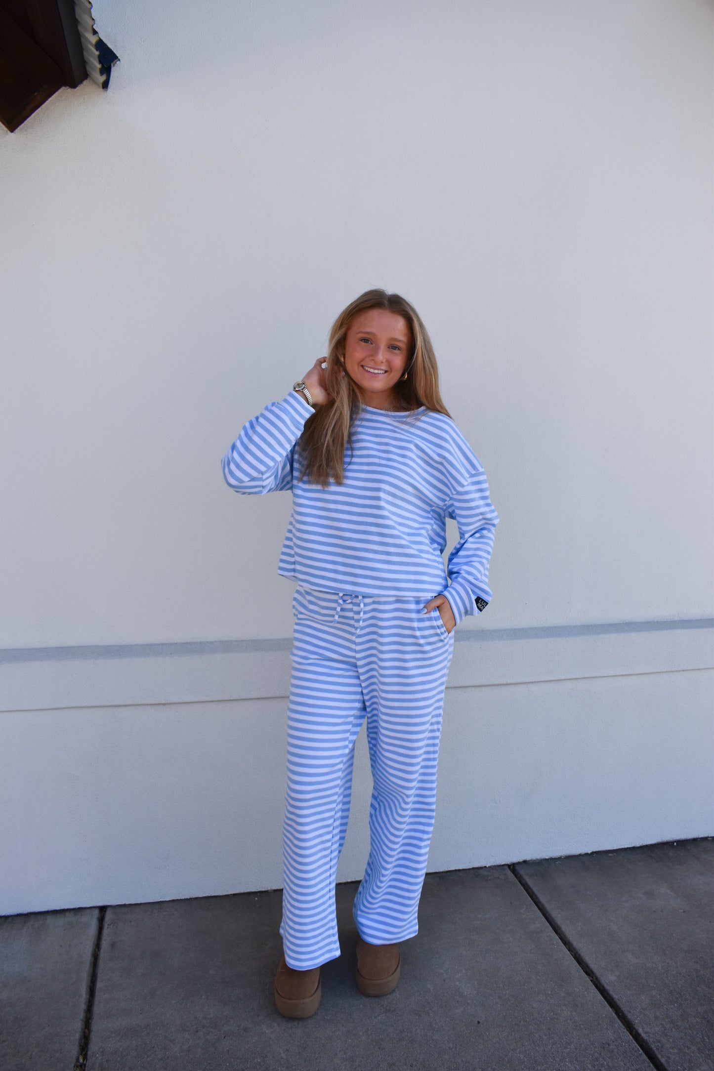 Lounge Stripe Pants: Light Blue