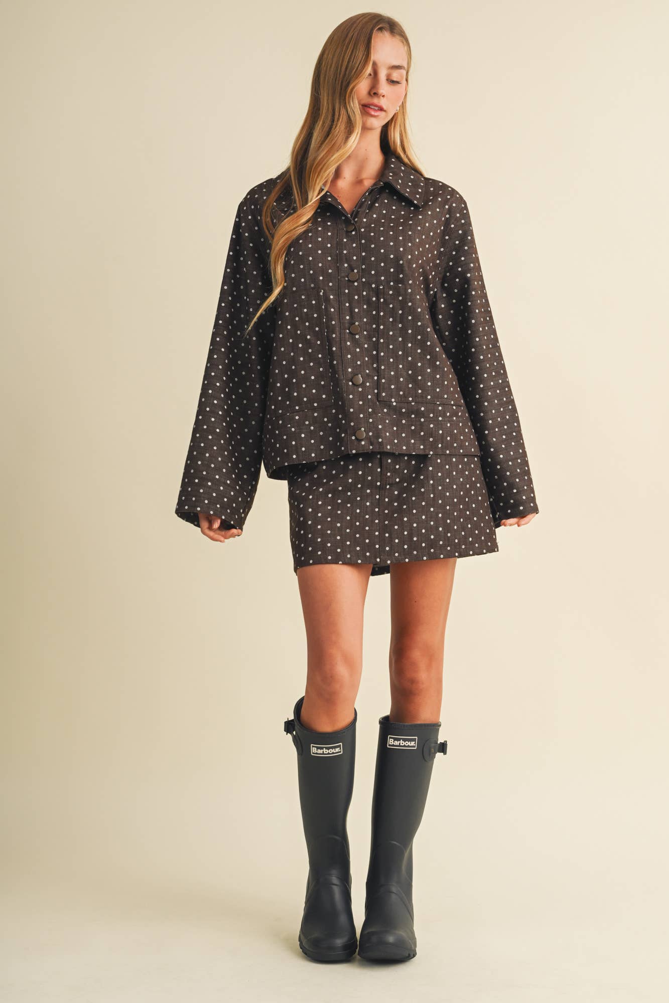 A-Line Polka Dot Utility Skirt