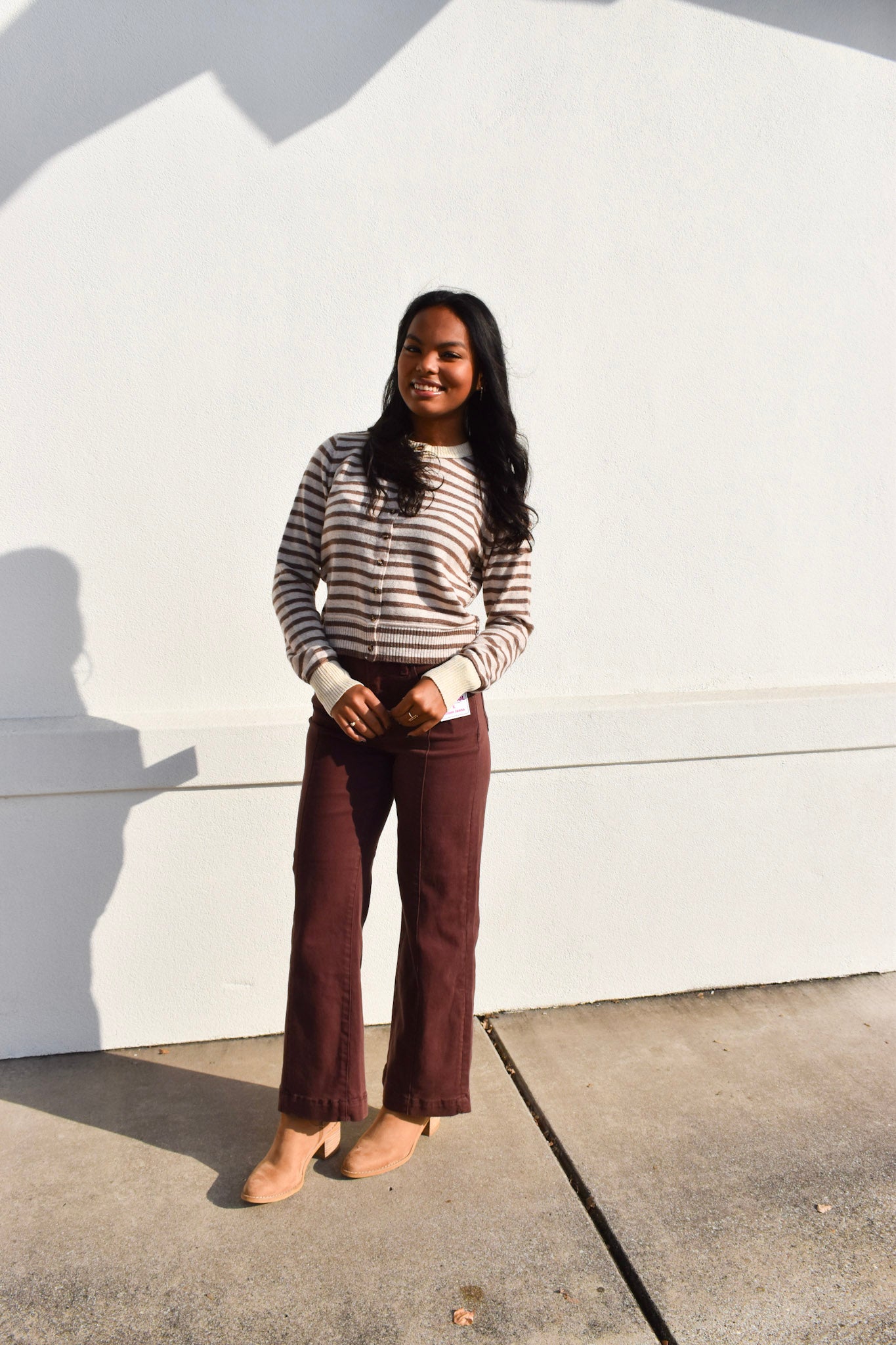 Striped Pattern Button Cardigan