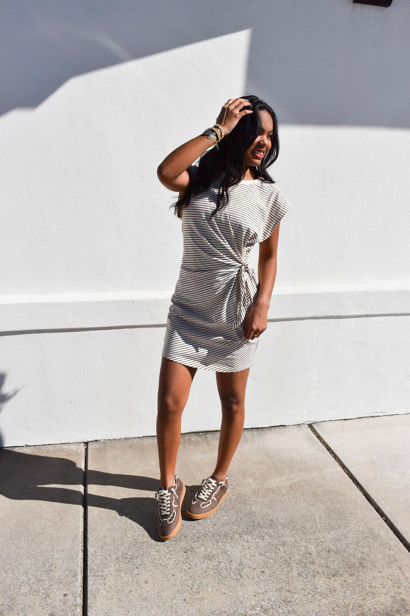 Choco/Cream Sleeveless Mini Dress