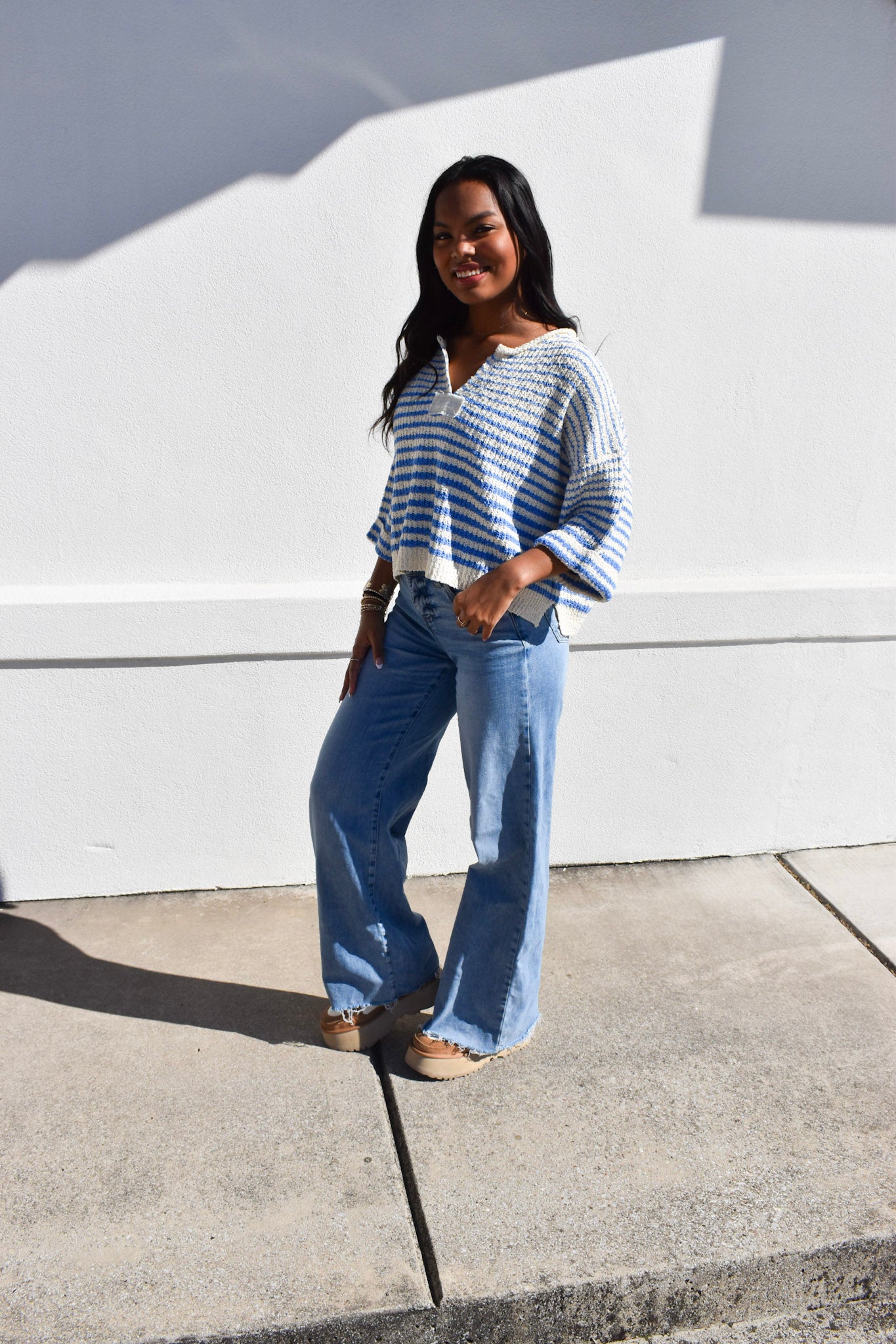 Ecru Stripe Knit Top