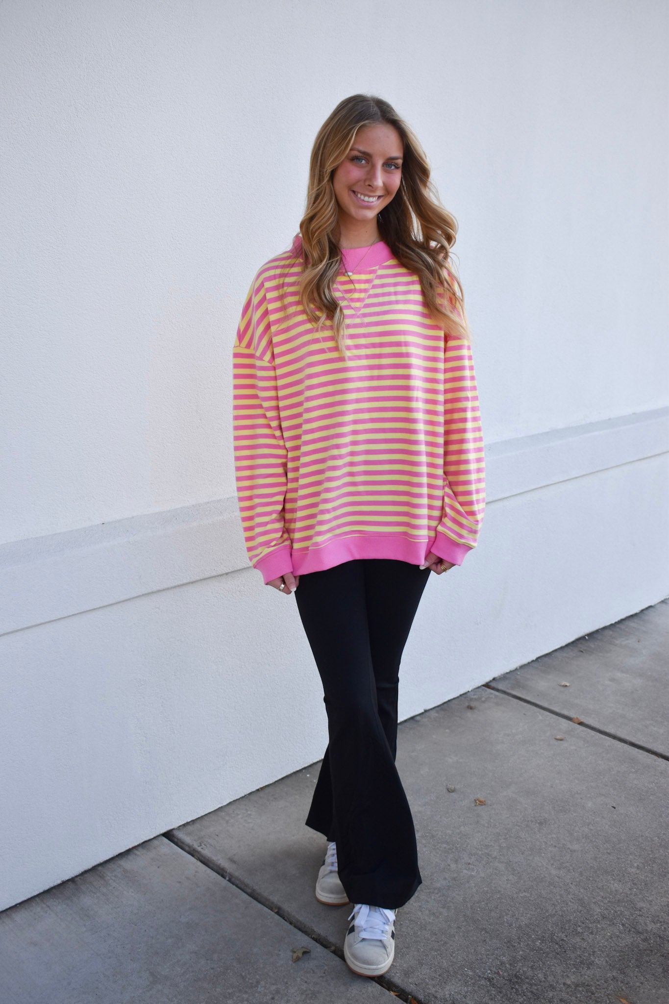 Pink Lemonade Striped Lounge Sweatshirt