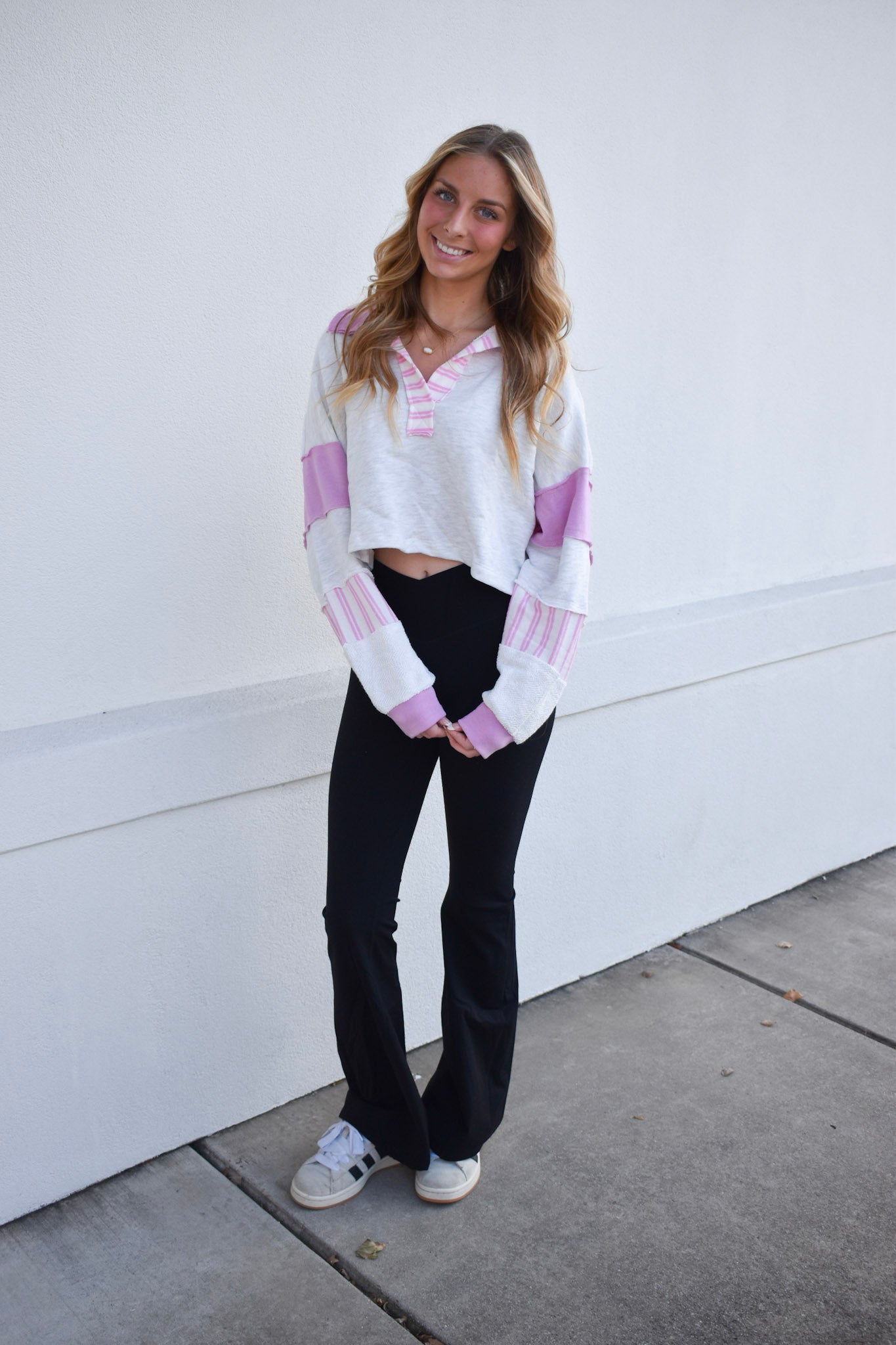 Terry Color Block Crop Top