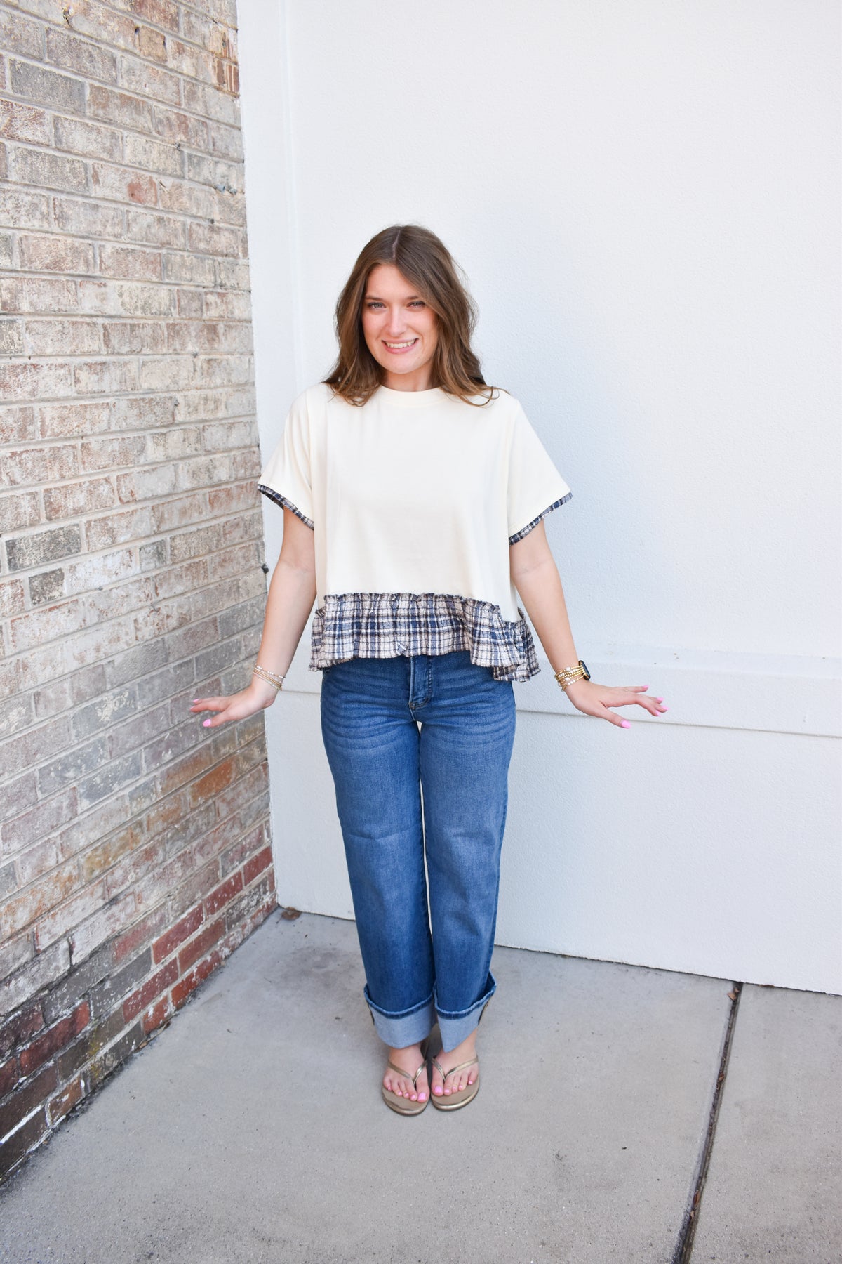 Hadley Plaid Trim Top
