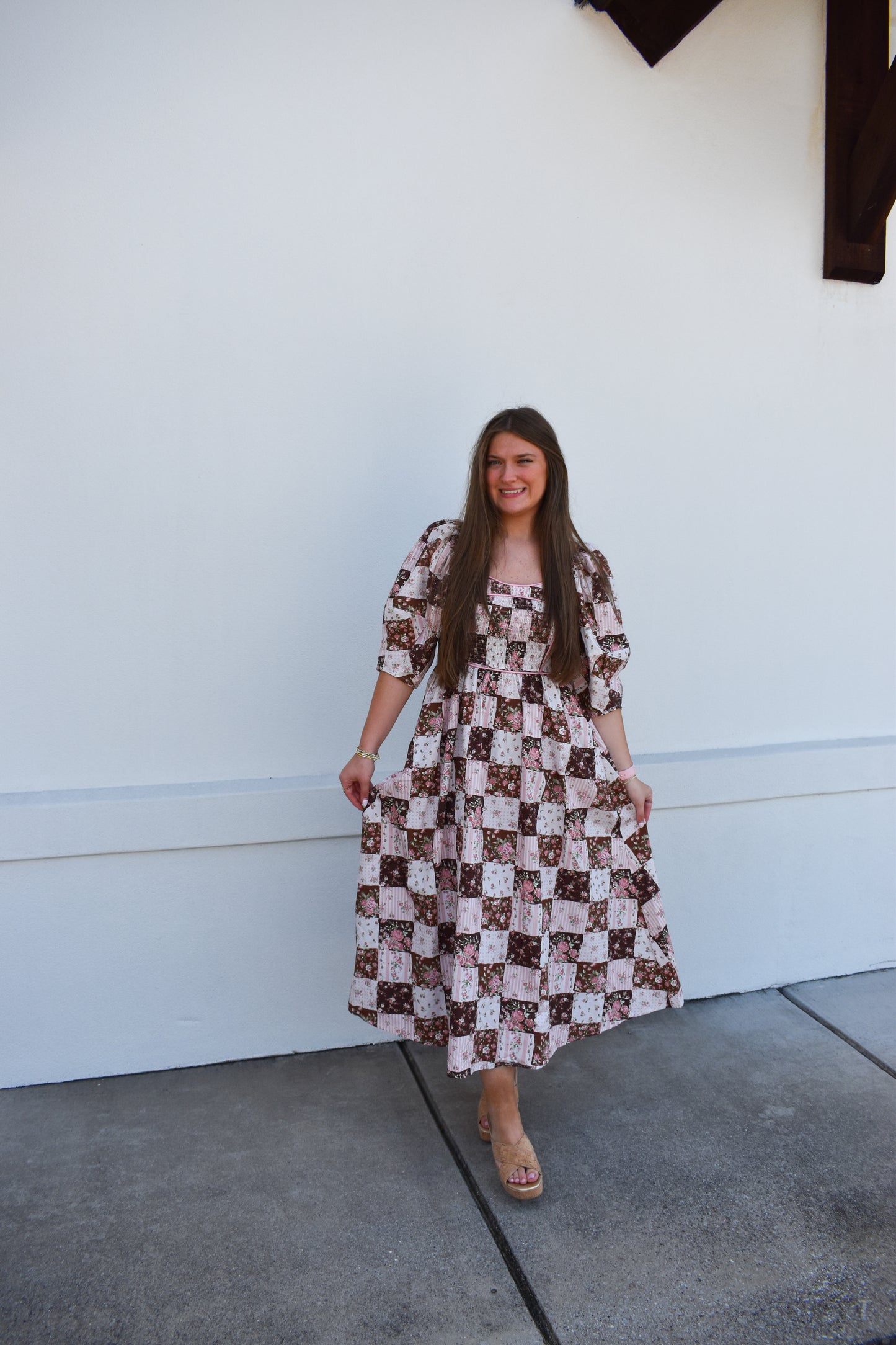 Jessie Floral Maxi Dress W/ Puffy Sleeves