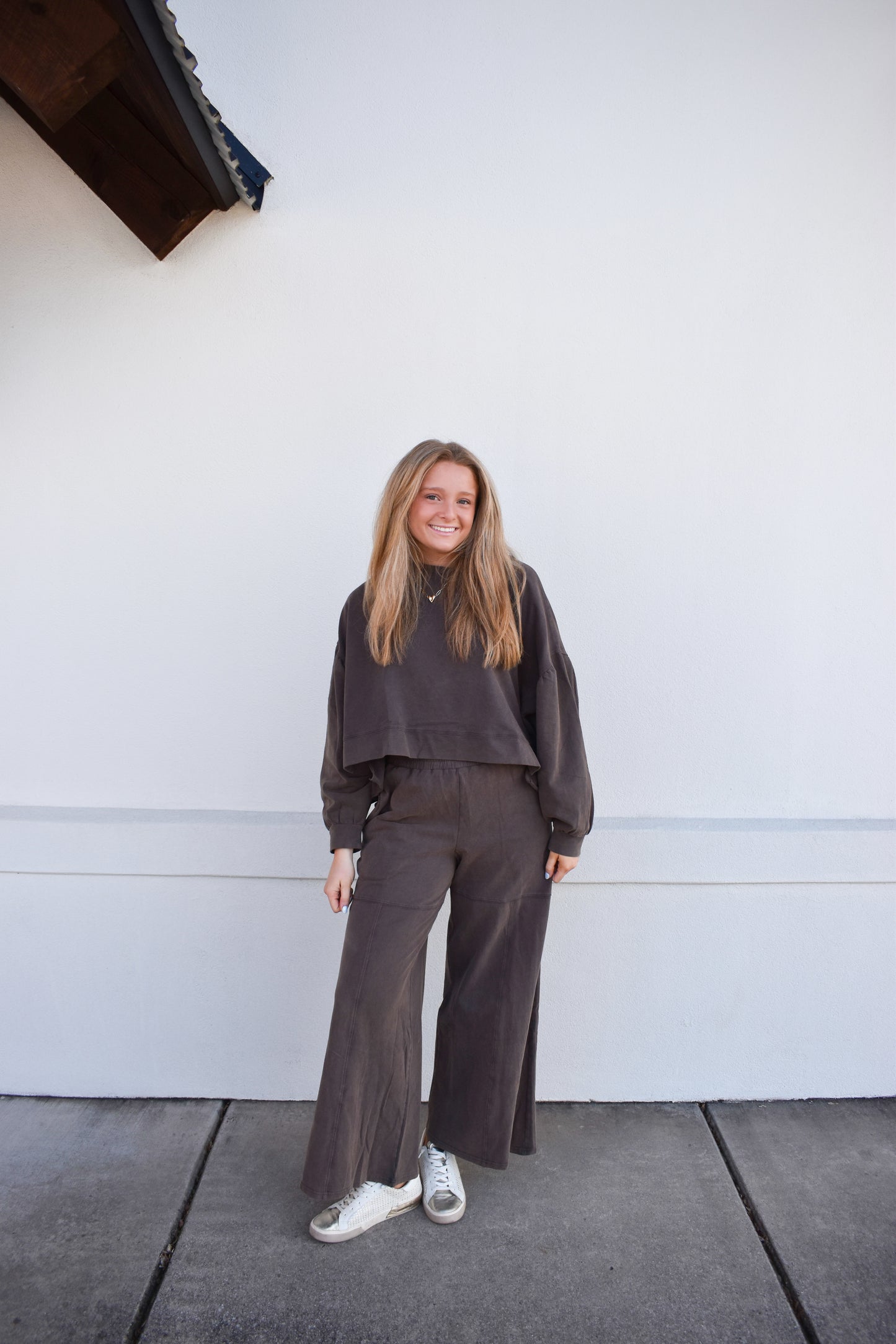 Washed French Terry Ruffle Sweatshirt