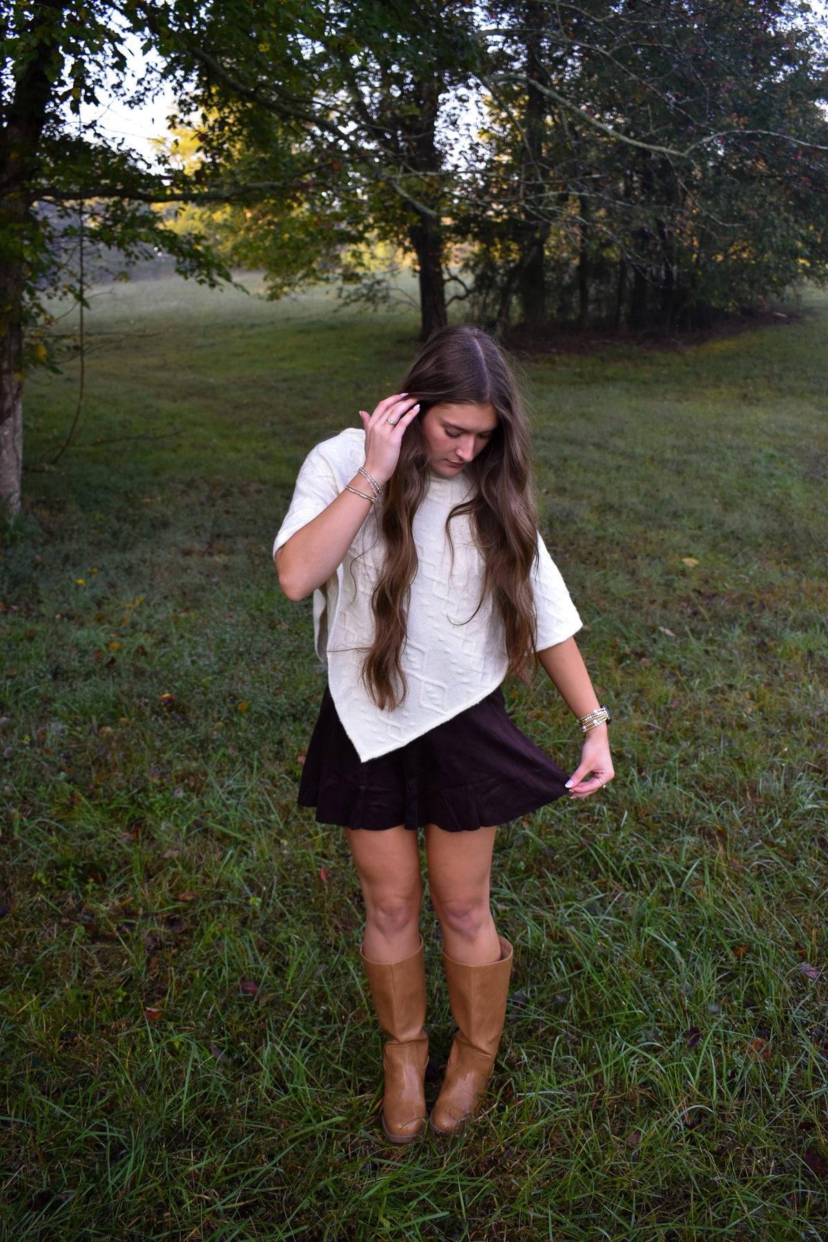 High-Waist Paneled Flare Mini Skirt