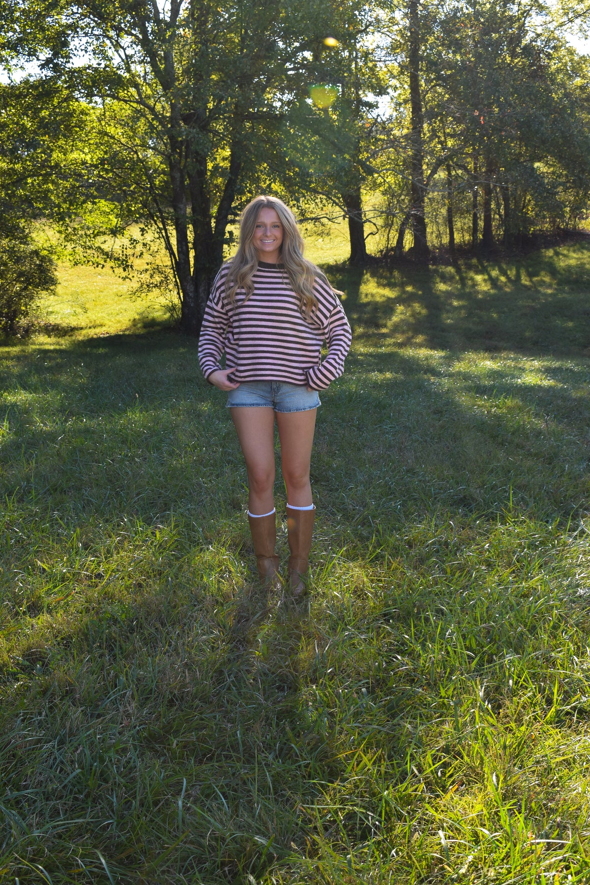 Mocha/Pink Stripe Sweater