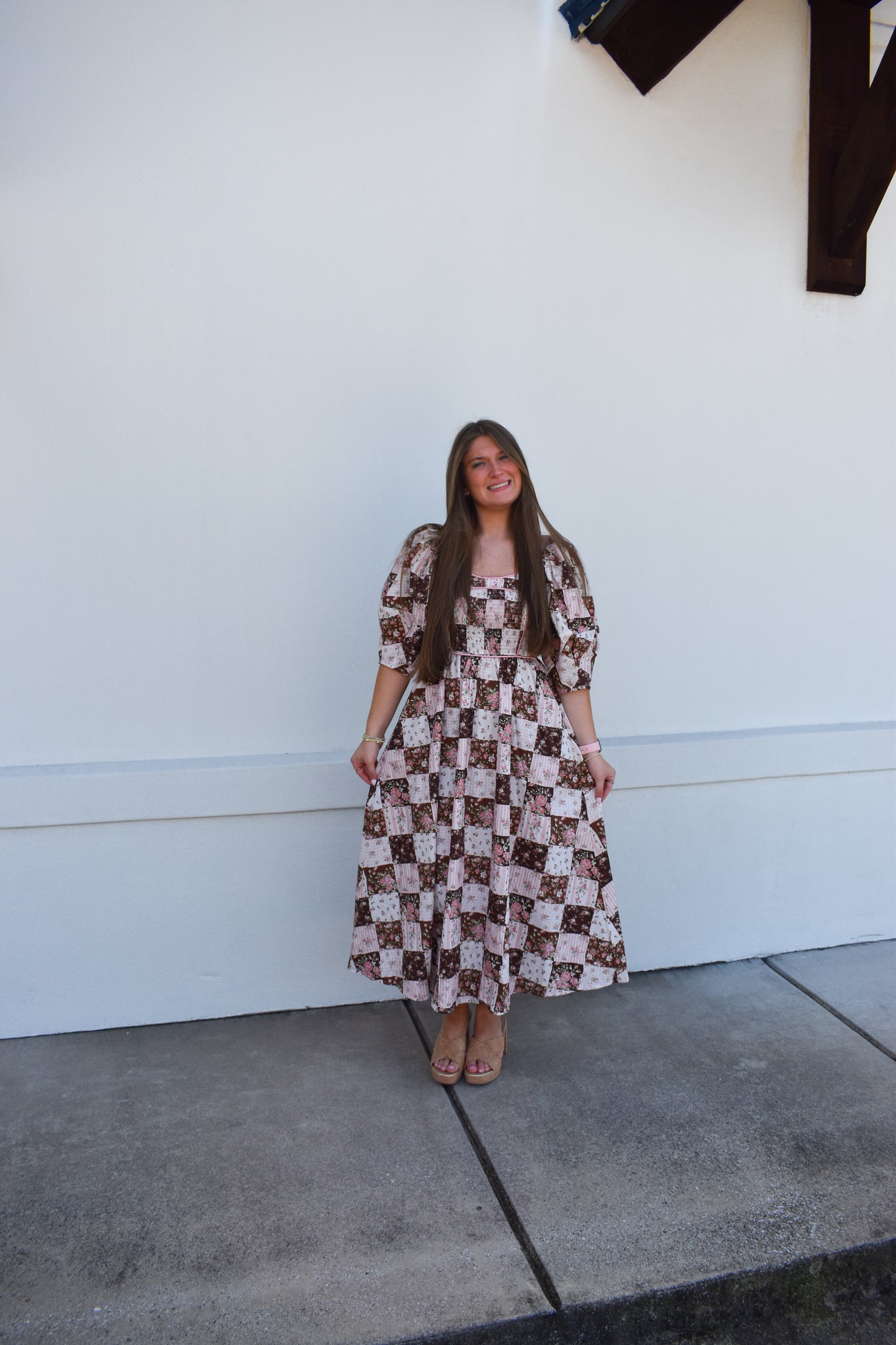 Jessie Floral Maxi Dress W/ Puffy Sleeves