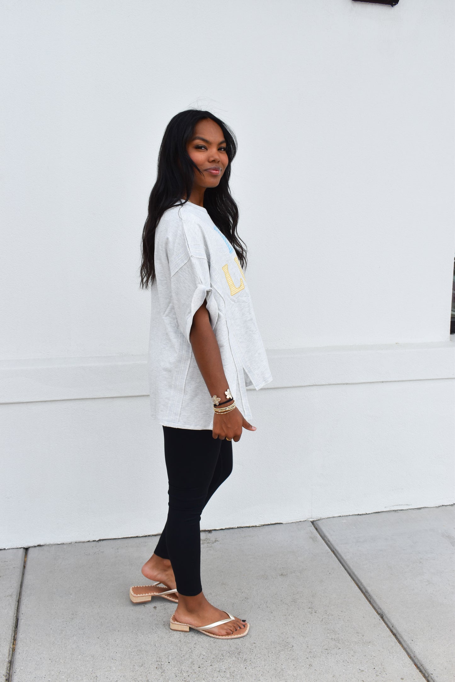 How Lucky Are We Patch Zigzag Dolman Top