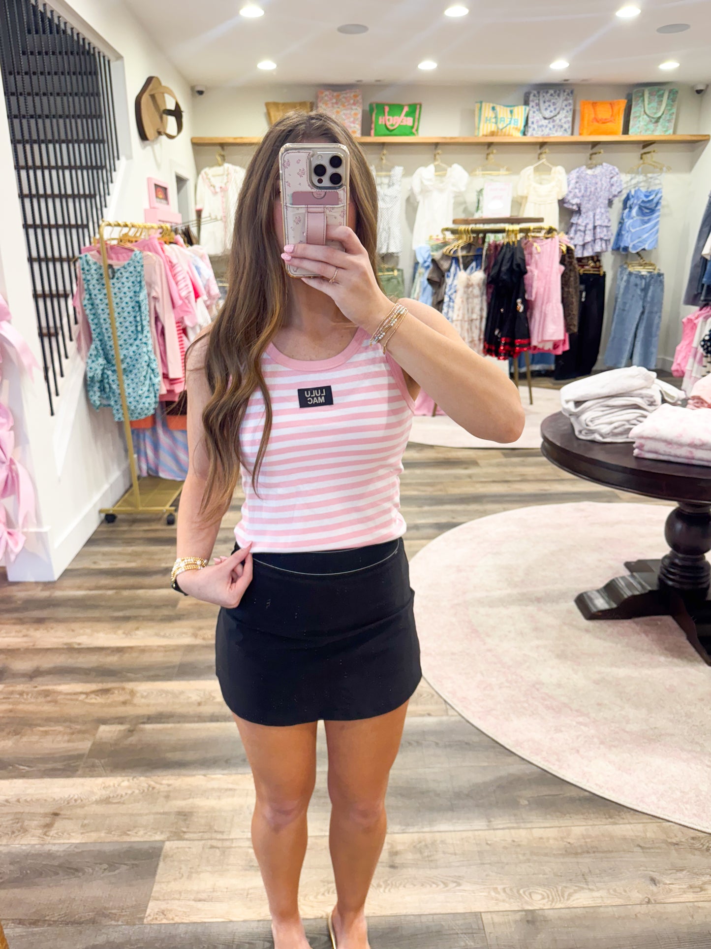 Lulu Mac Stripe Tank Top: Pink