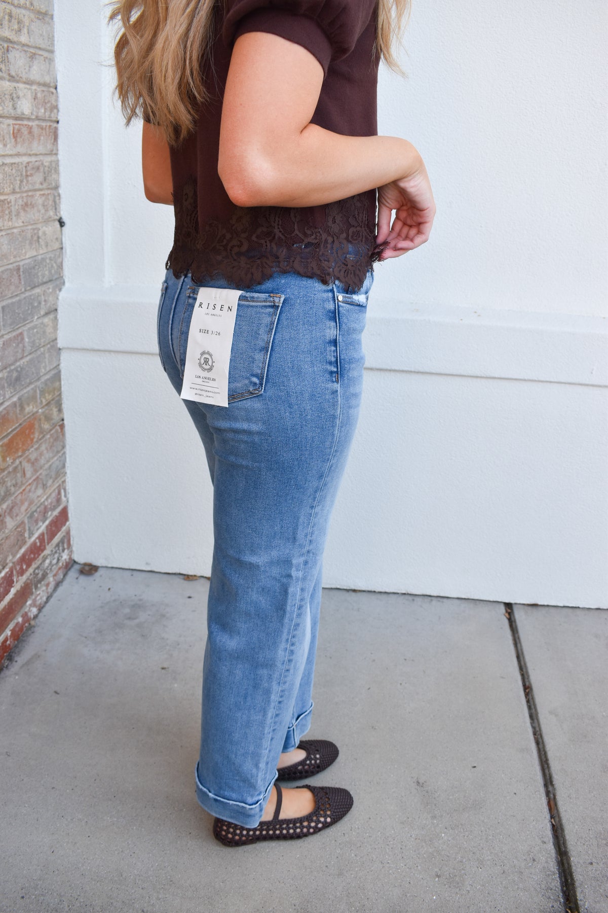 Mid Rise Crop Straight With Taylor Cuffed Jeans