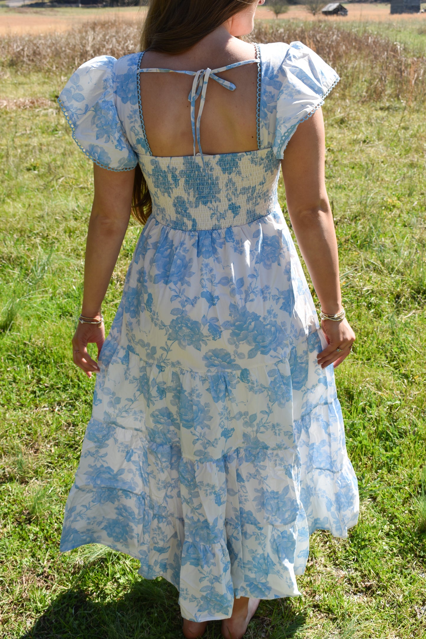 Baby Blue Floral Maxi Dress