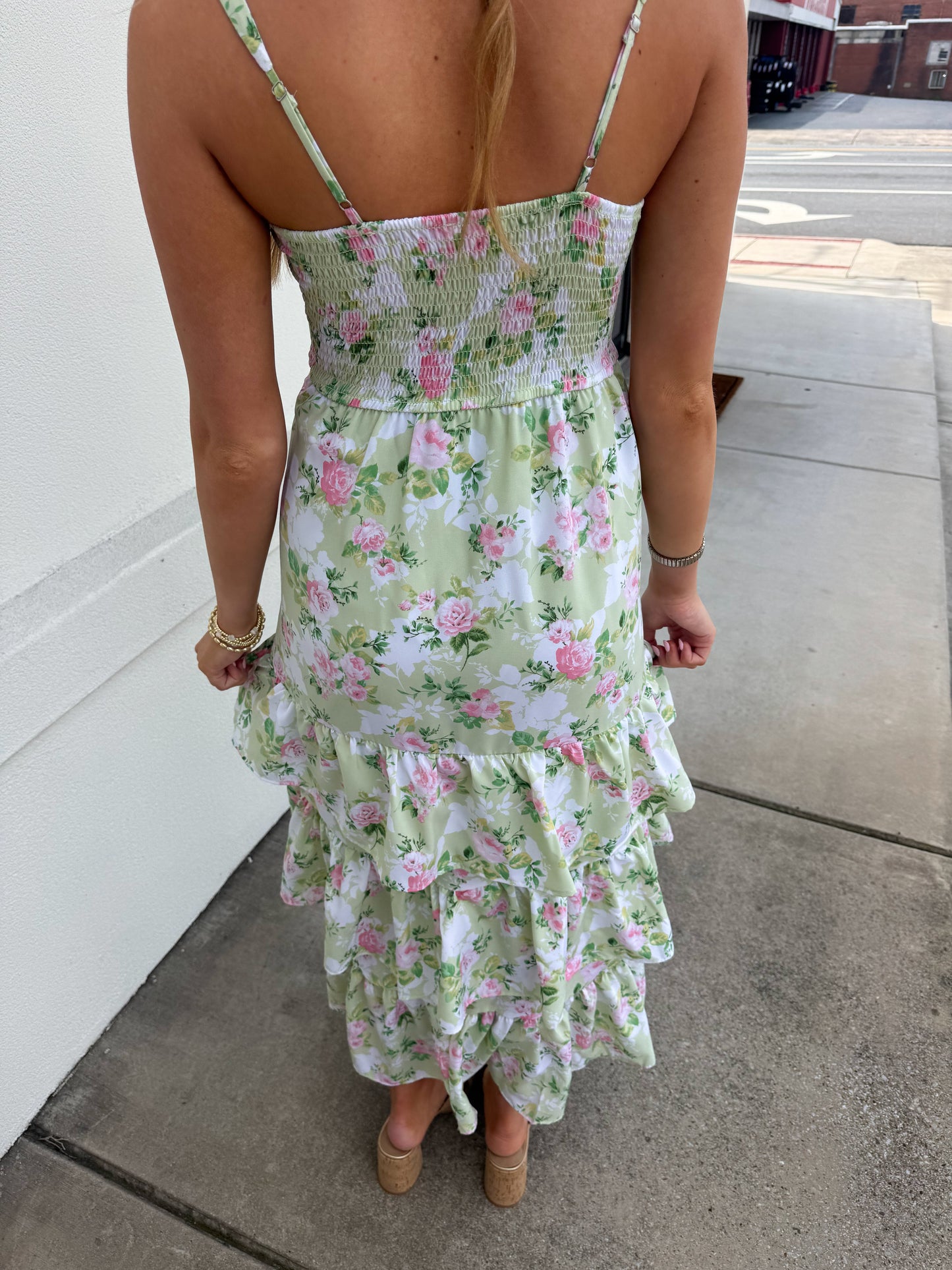 Lily Pad Ruffle Midi Dress