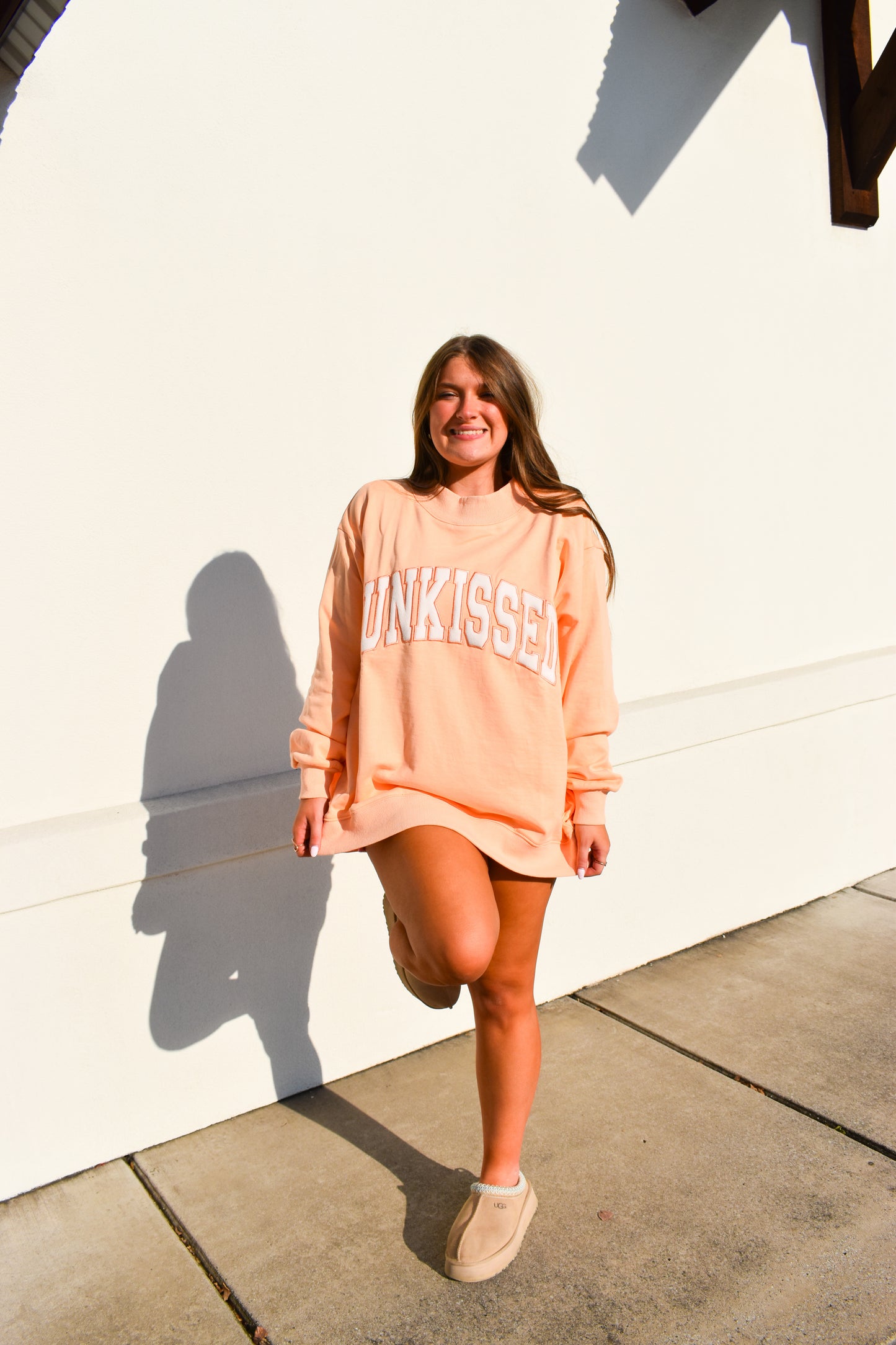 Varsity Sunkissed Embroidered Mockneck: Papaya Orange