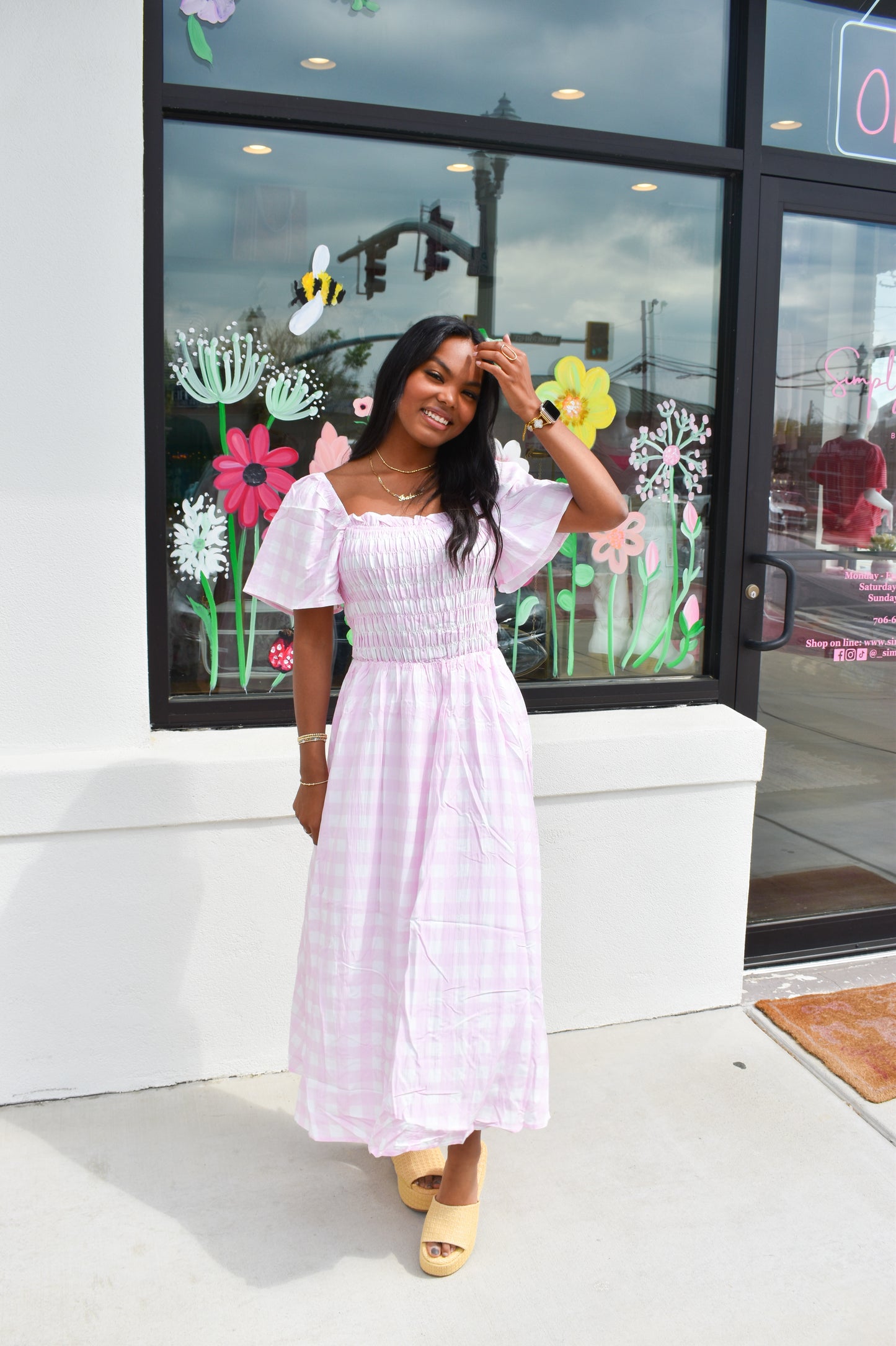 Pretty in Pink Gingham Maxi Dress