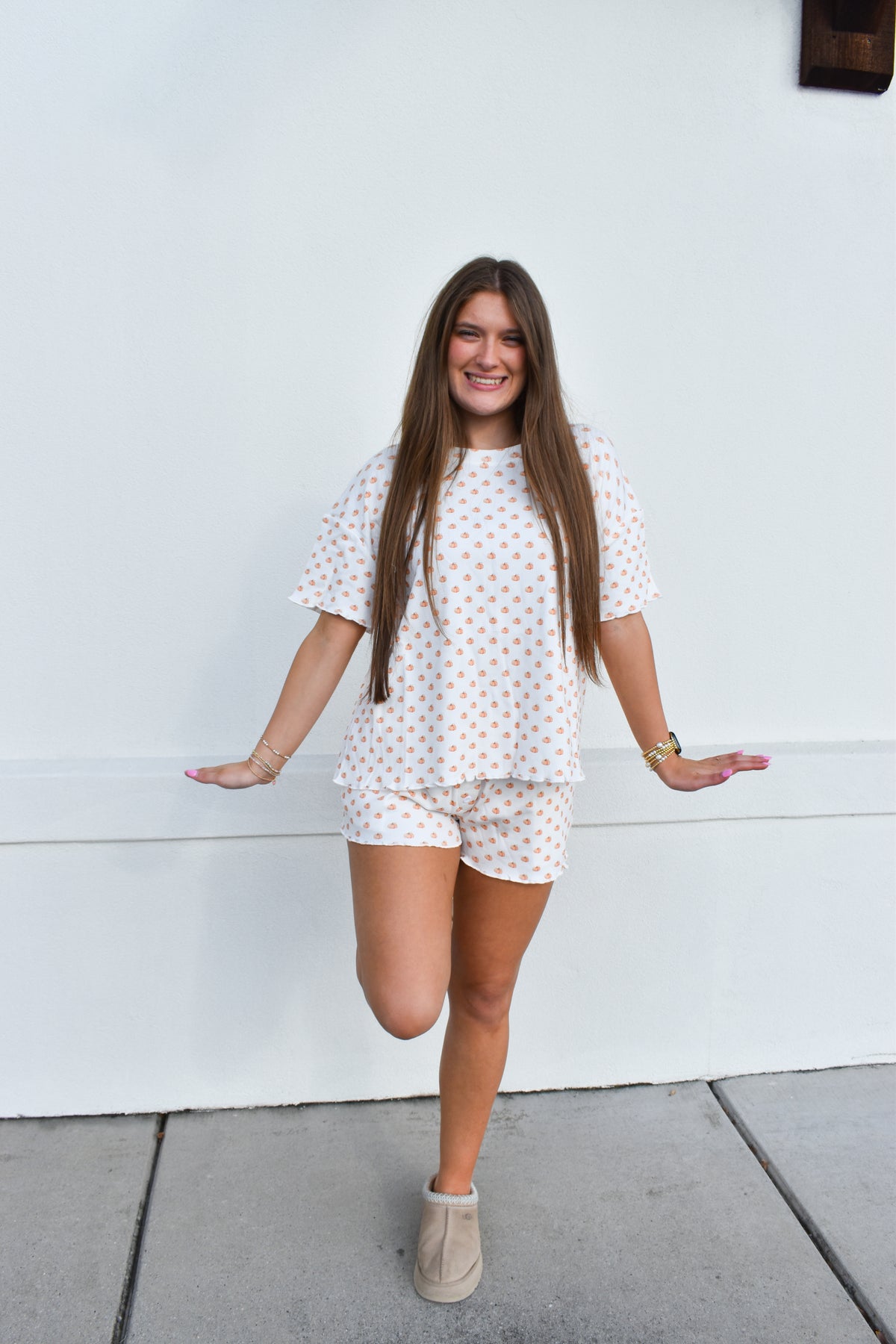 Pumpkin Fall Autumn Short Sleeve Pajama Top
