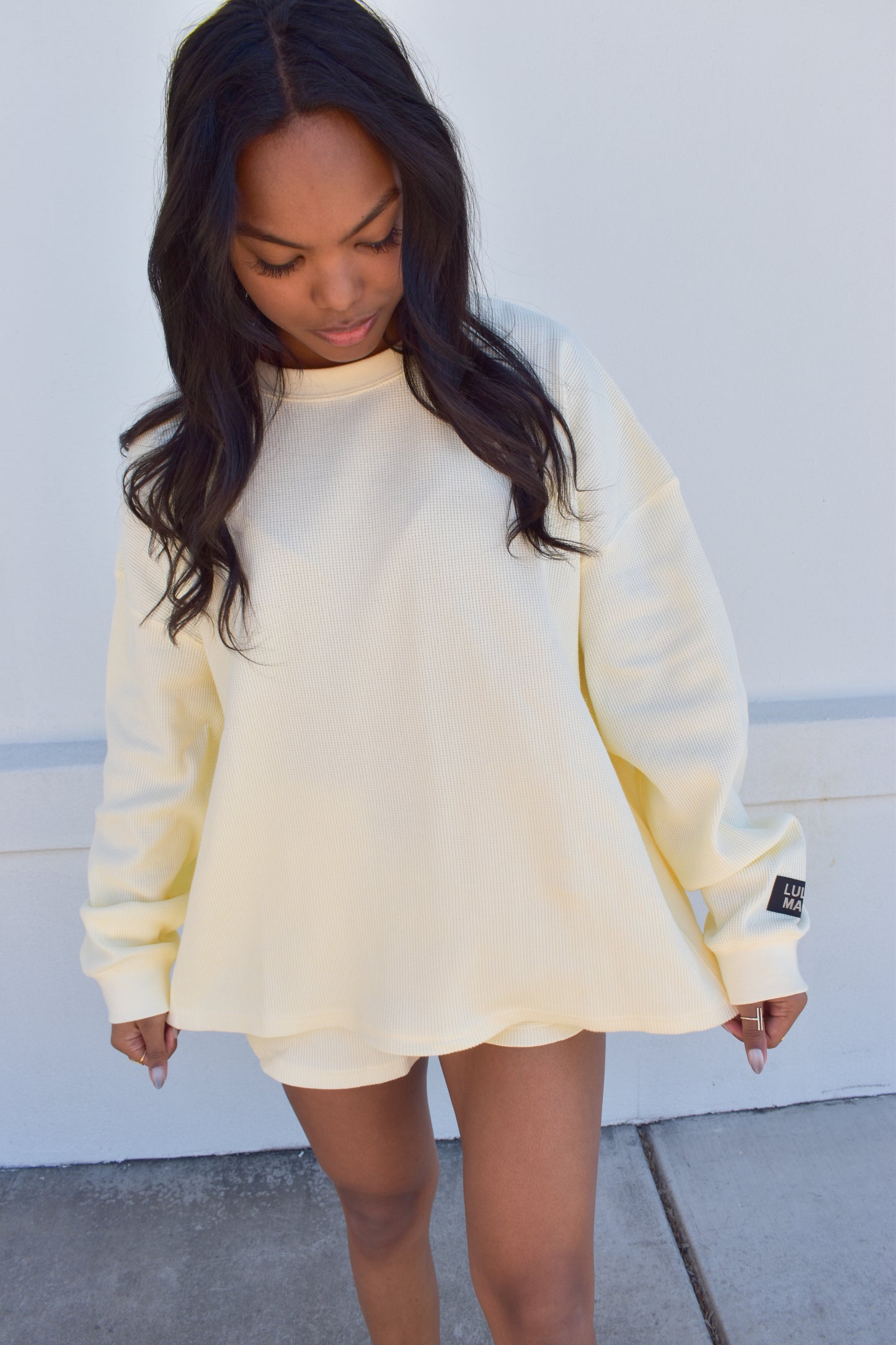 Lulu Mac Waffle Long Sleeve: Yellow