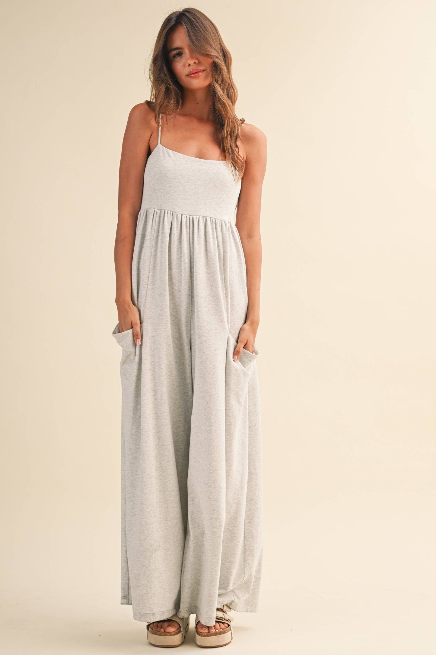 Strappy Empire Waist Wide Leg Jumpsuit