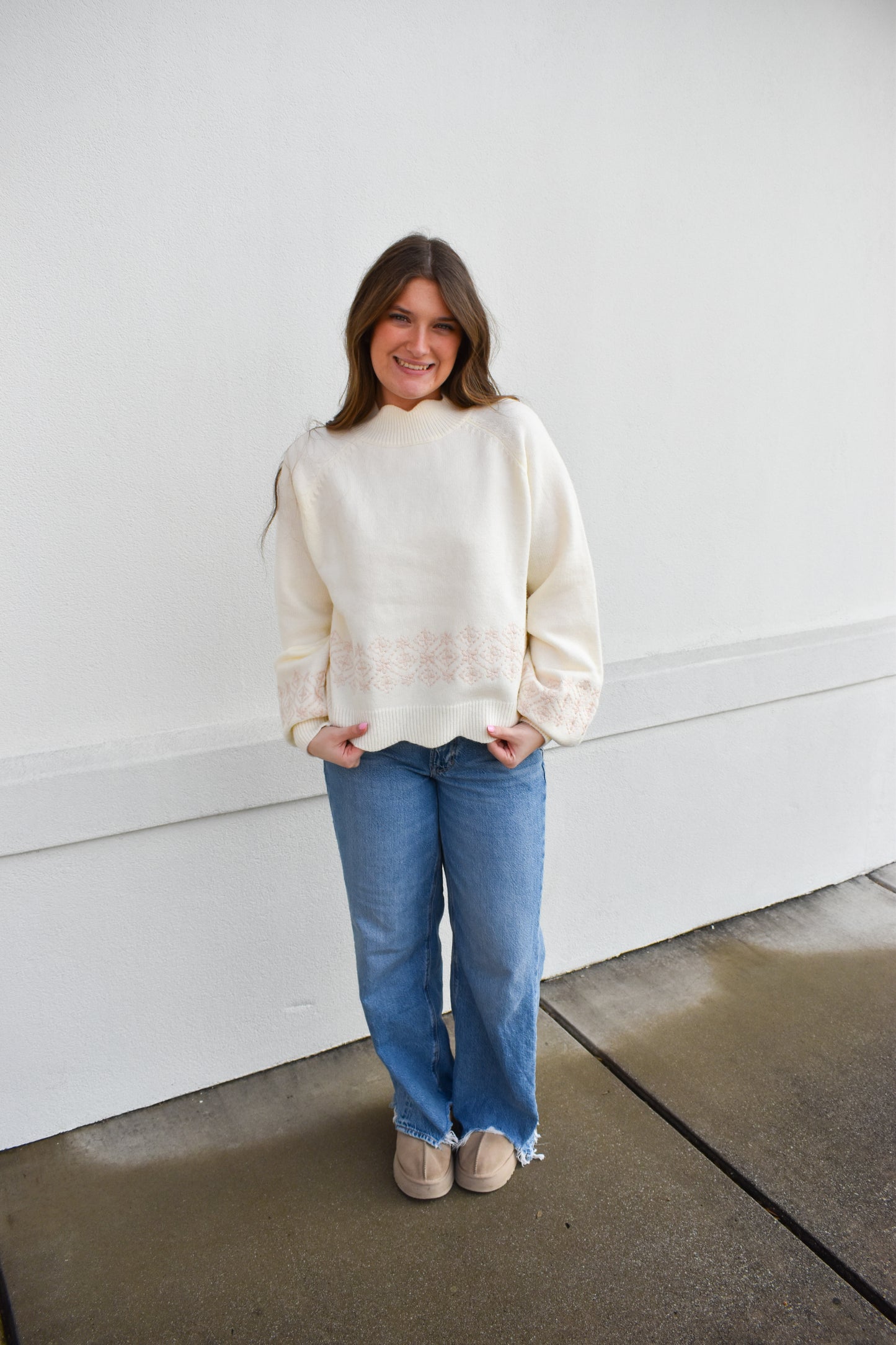 Charlotte Ivory Scallop Sweater