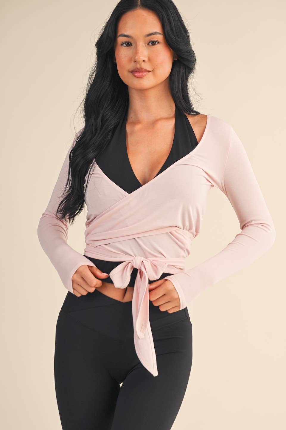 Long Sleeve V Neck Wrap Top