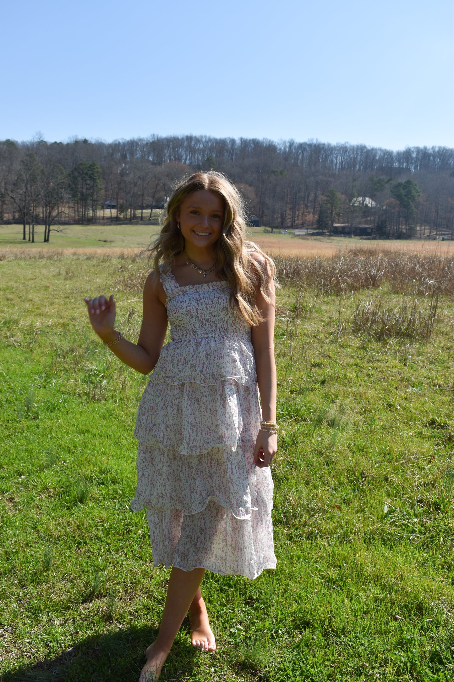 Garden Whirl Tier Midi Dress