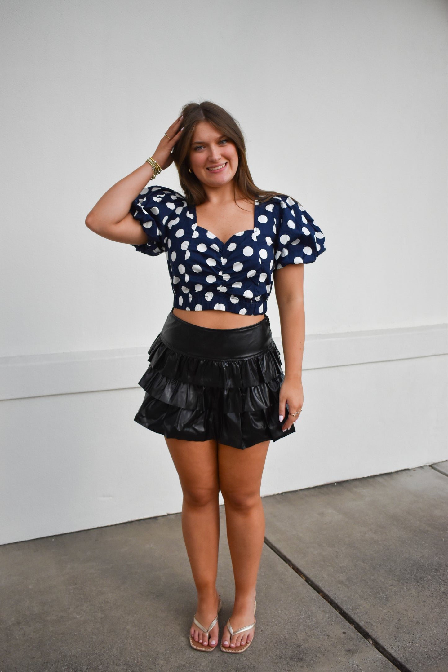 Cropped Polka Dot Bubble Top